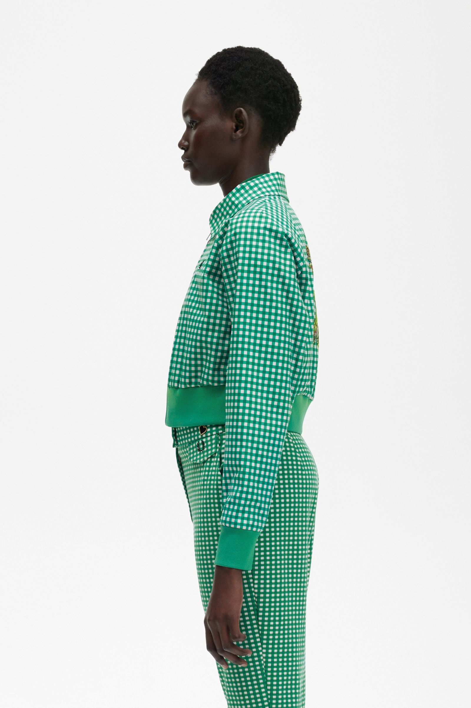 Amy Winehouse FoundationEmbroidered Gingham Jacket Fred Perry Green