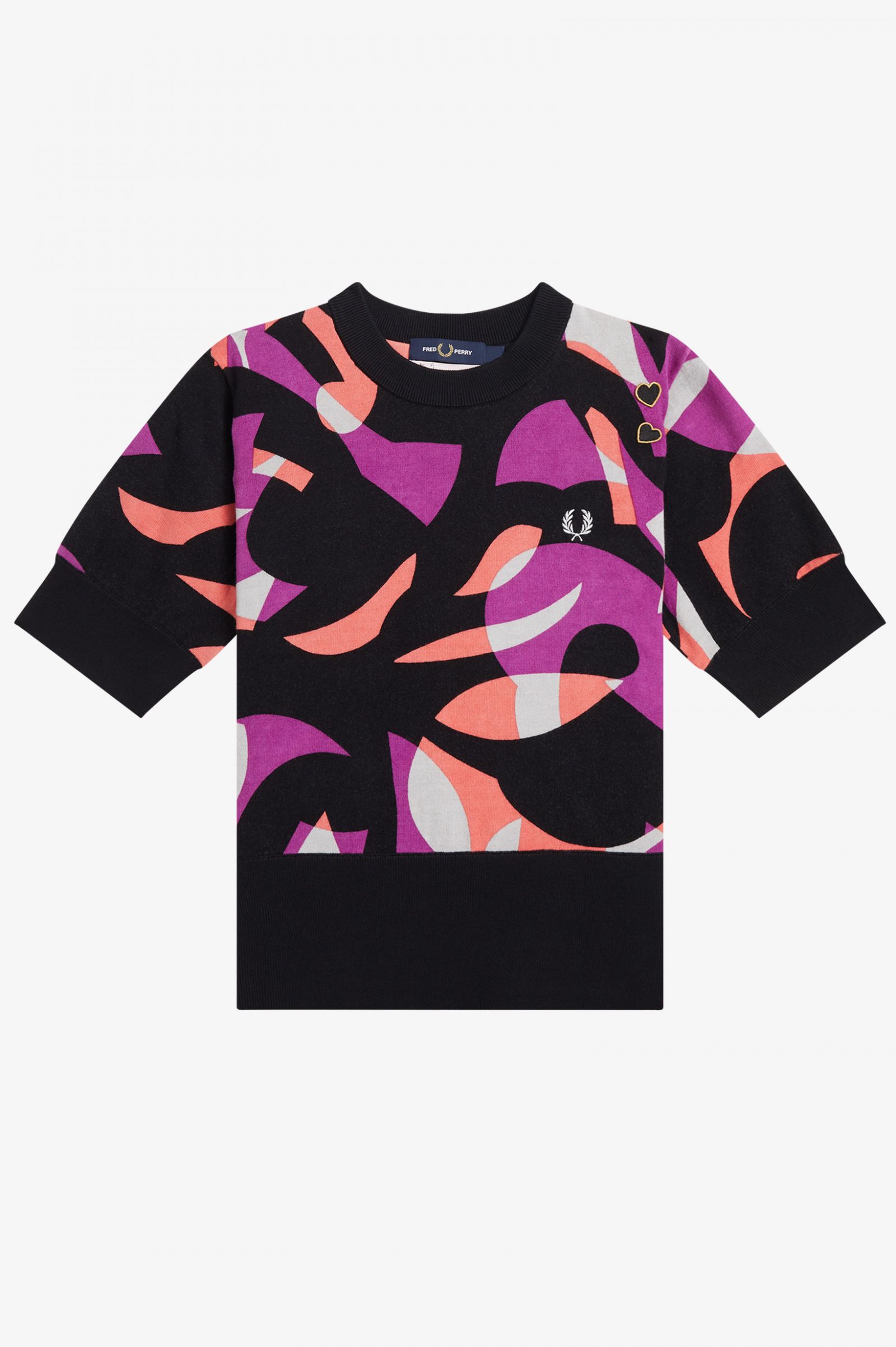 Amy Winehouse FoundationAbstract Short Sleeve Jumper Coral Heat
