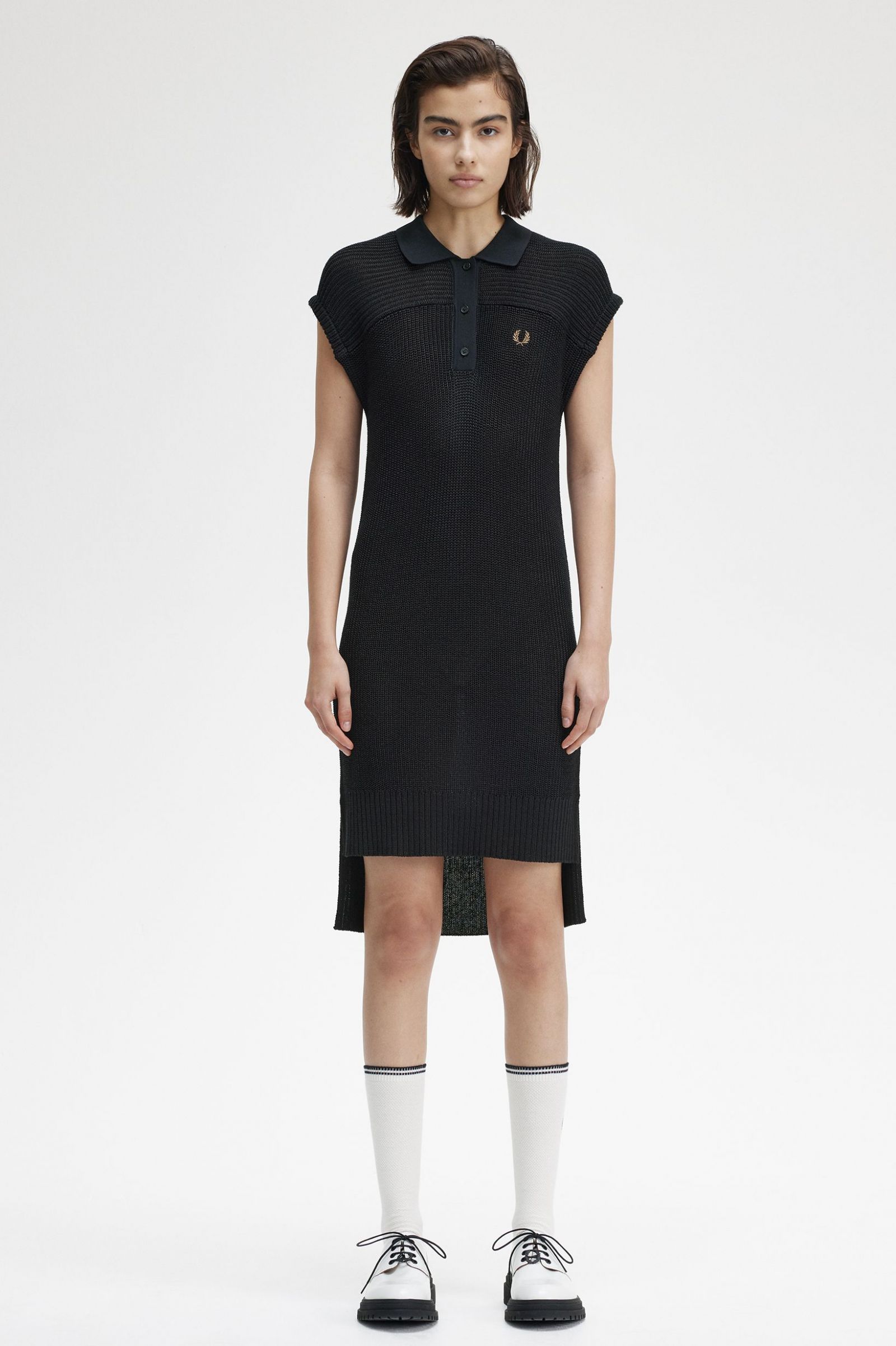 Knitted Shirt Dress Black