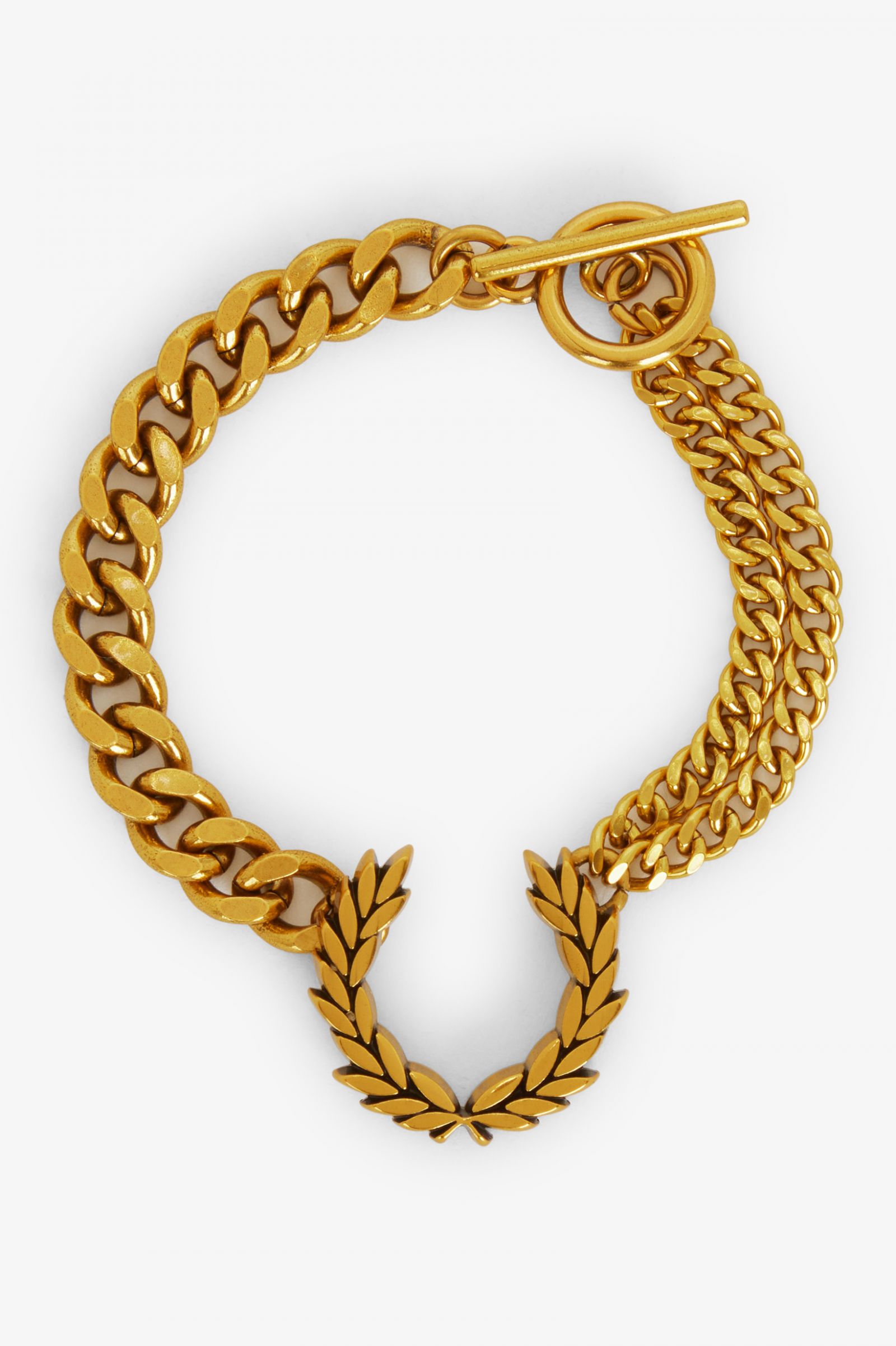 Double Chain Laurel Wreath Bracelet Gold