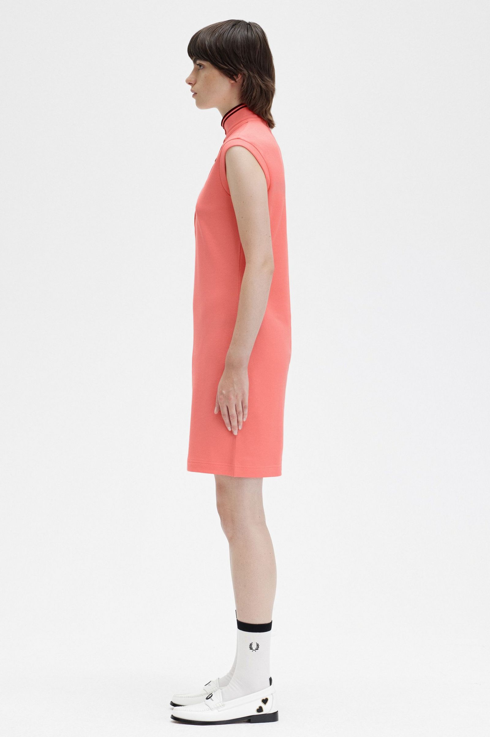 Amy Winehouse FoundationPrinted Trim Piqué Dress Coral Heat