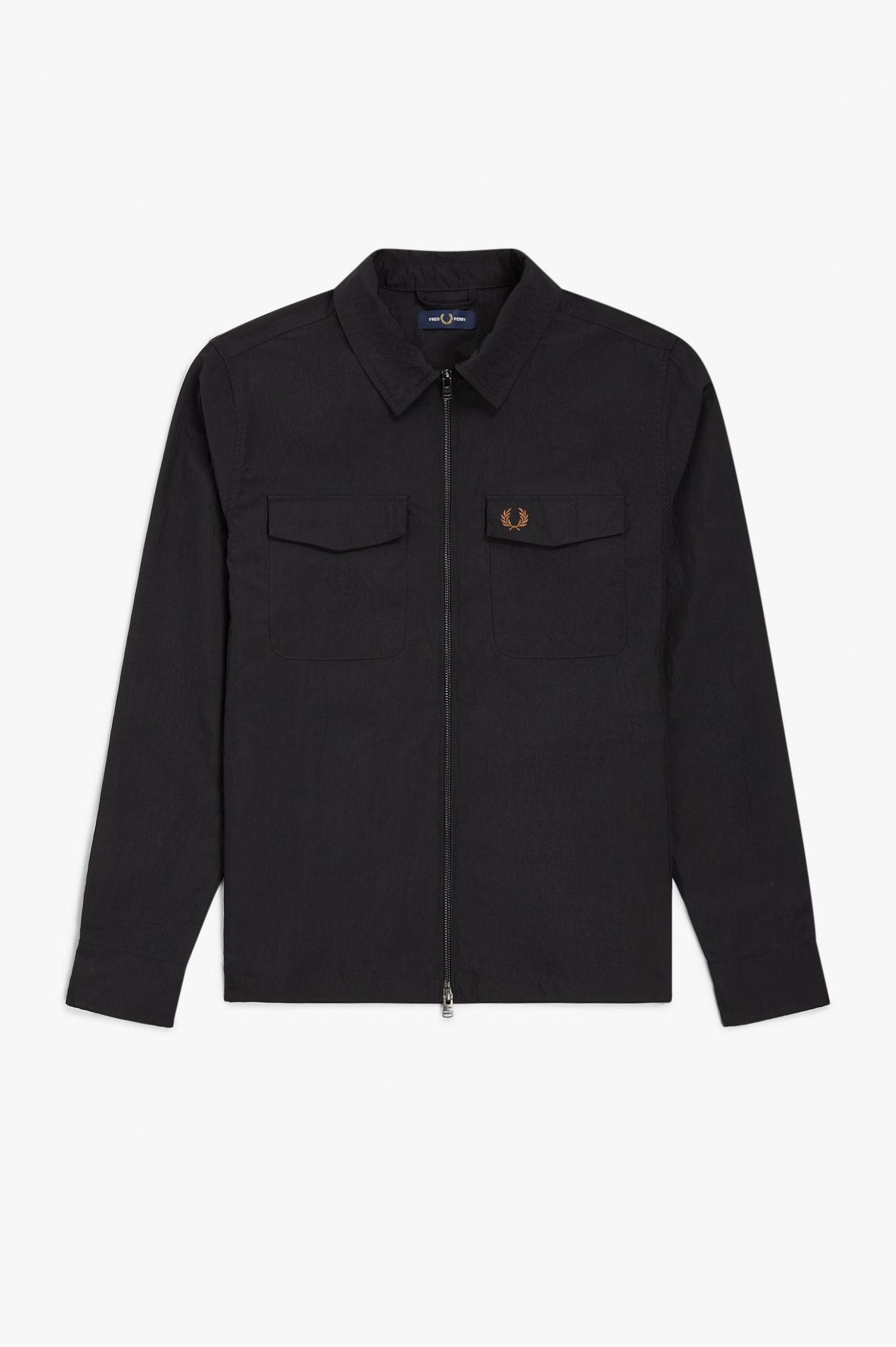 Textured Zip-Through Overshirt Black