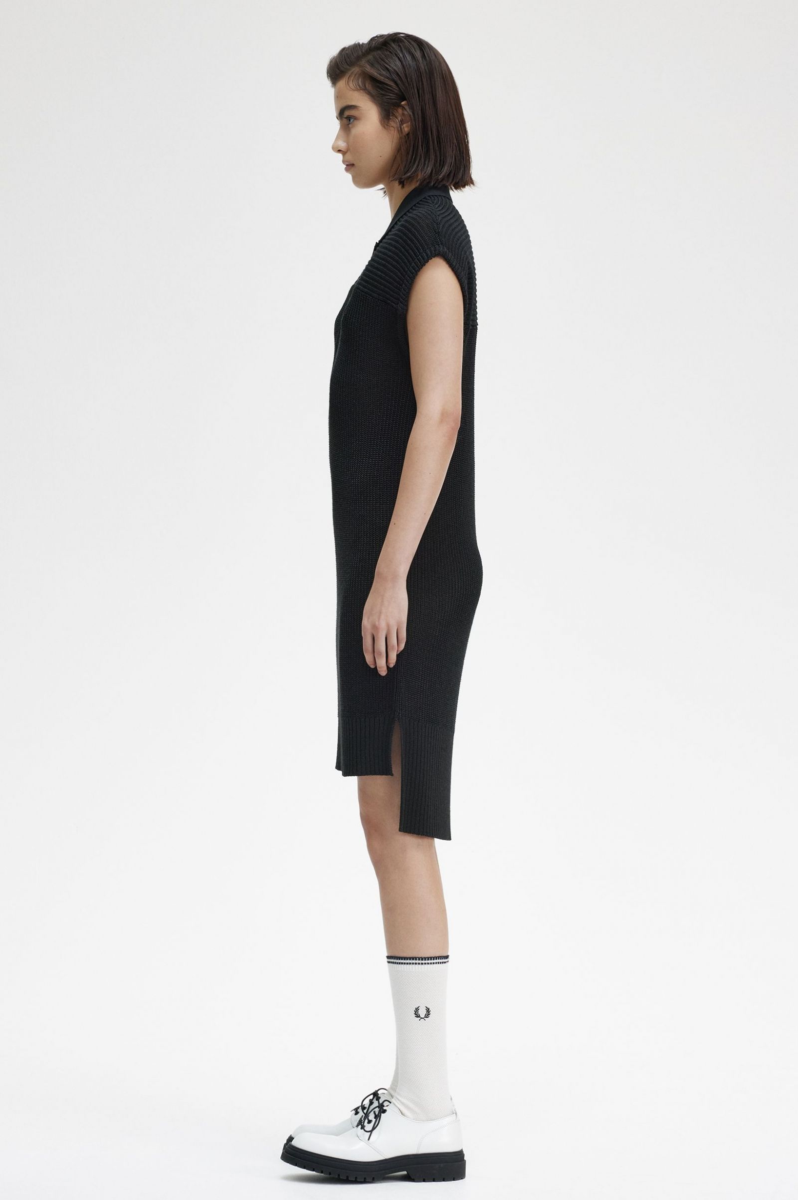 Knitted Shirt Dress Black