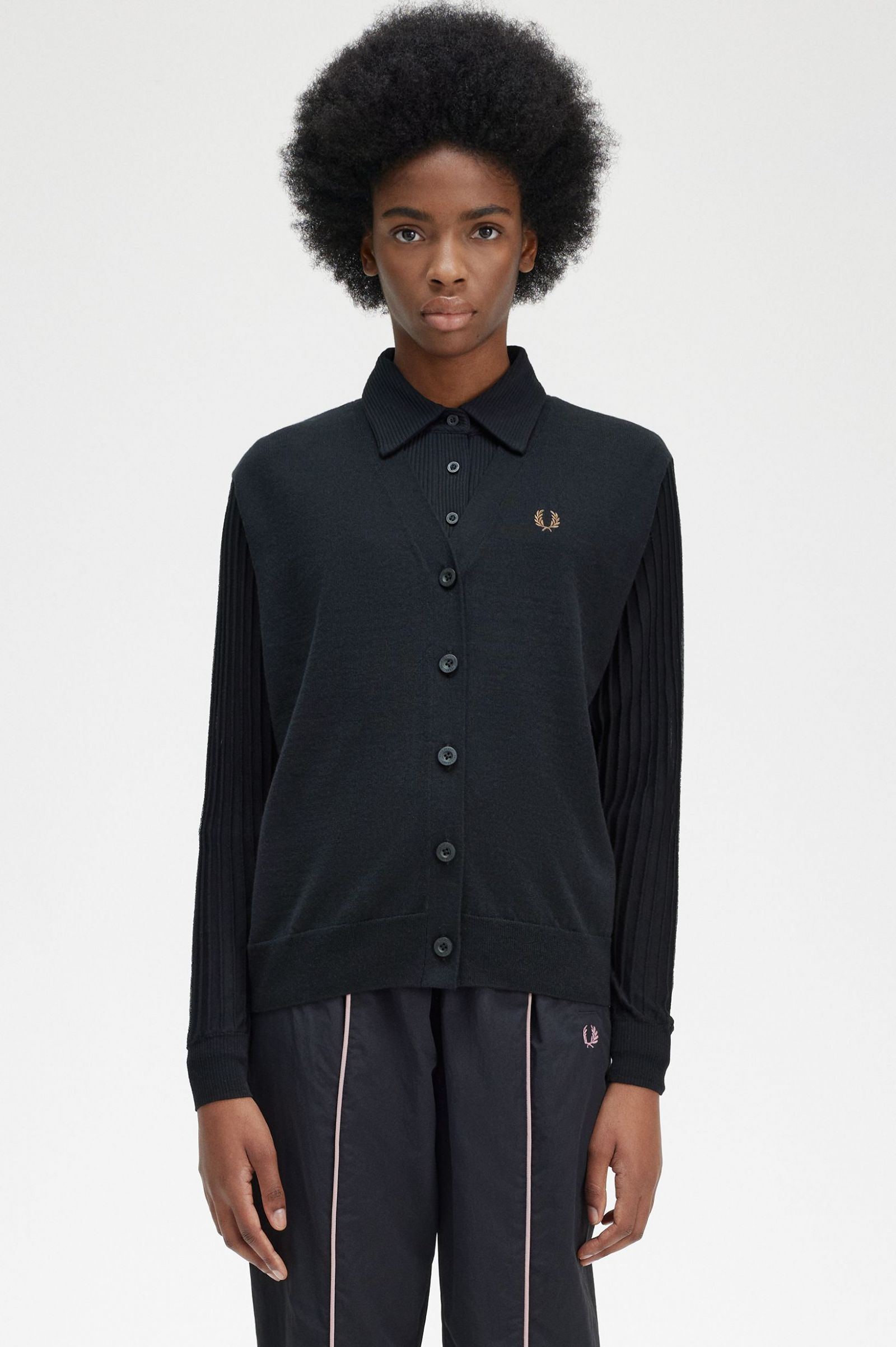 Sheer Sleeve Cardigan Black