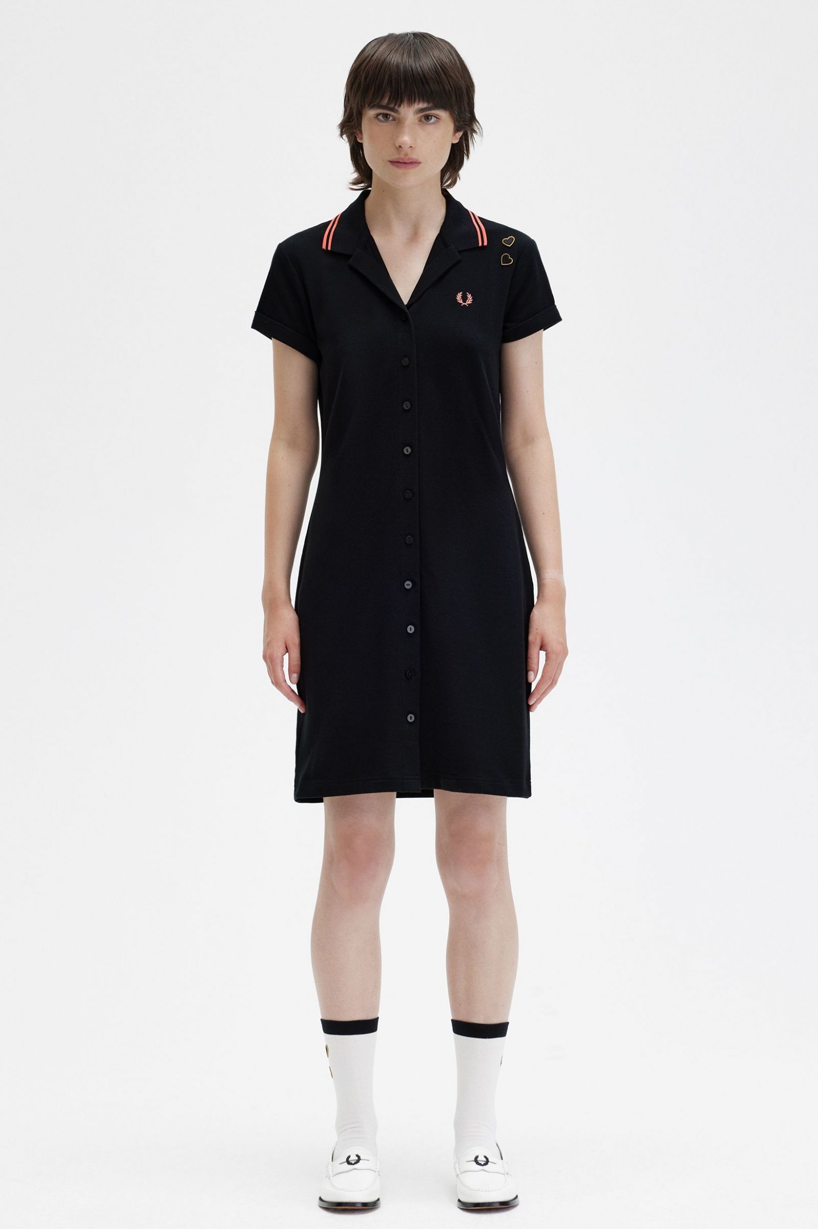 Amy Winehouse FoundationButton-Through Piqué Shirt Dress Black