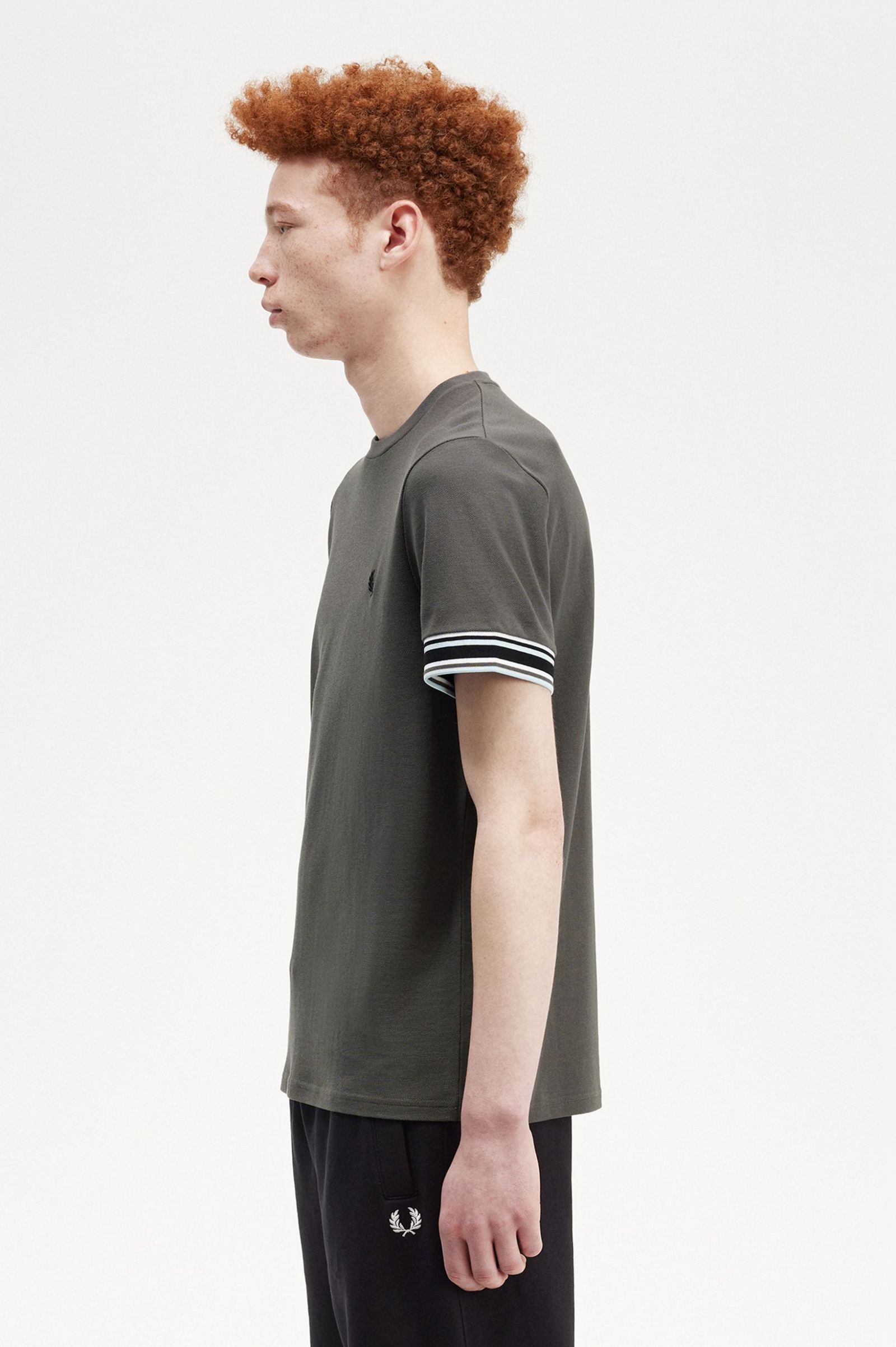 Bold Tipped Piqué T-Shirt Field Green