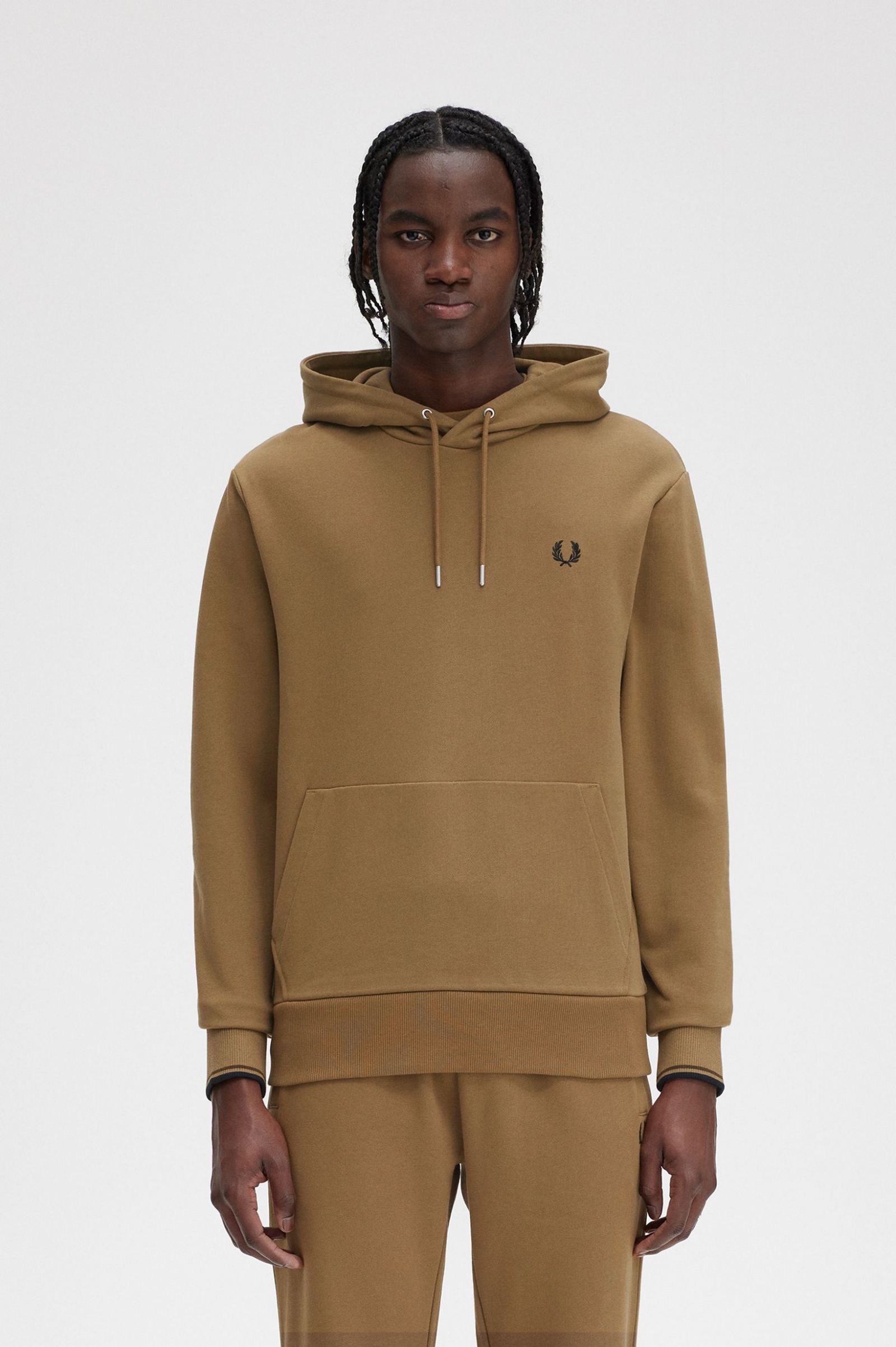 Tipped Hooded Sweatshirt Shaded Stone / Burnt Tobacco
