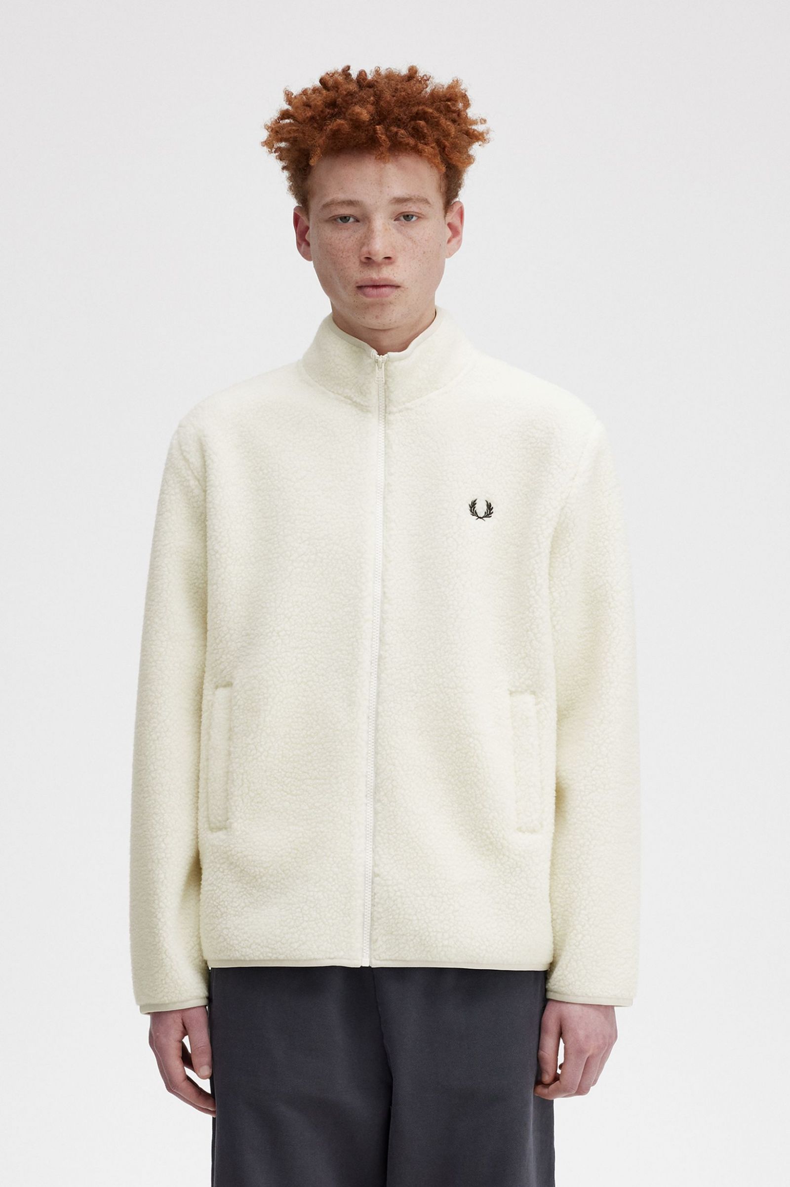 Zip Through Borg Fleece Ecru