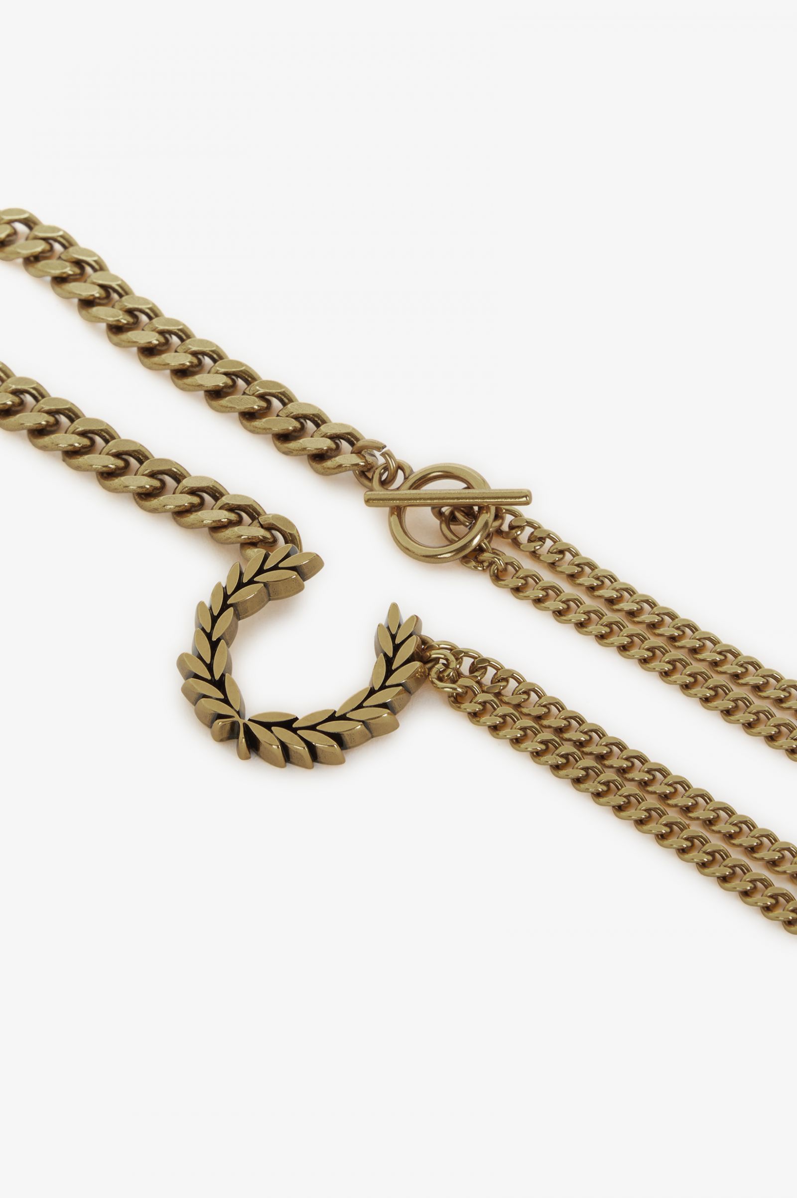 Double Chain Laurel Wreath Necklace Gold