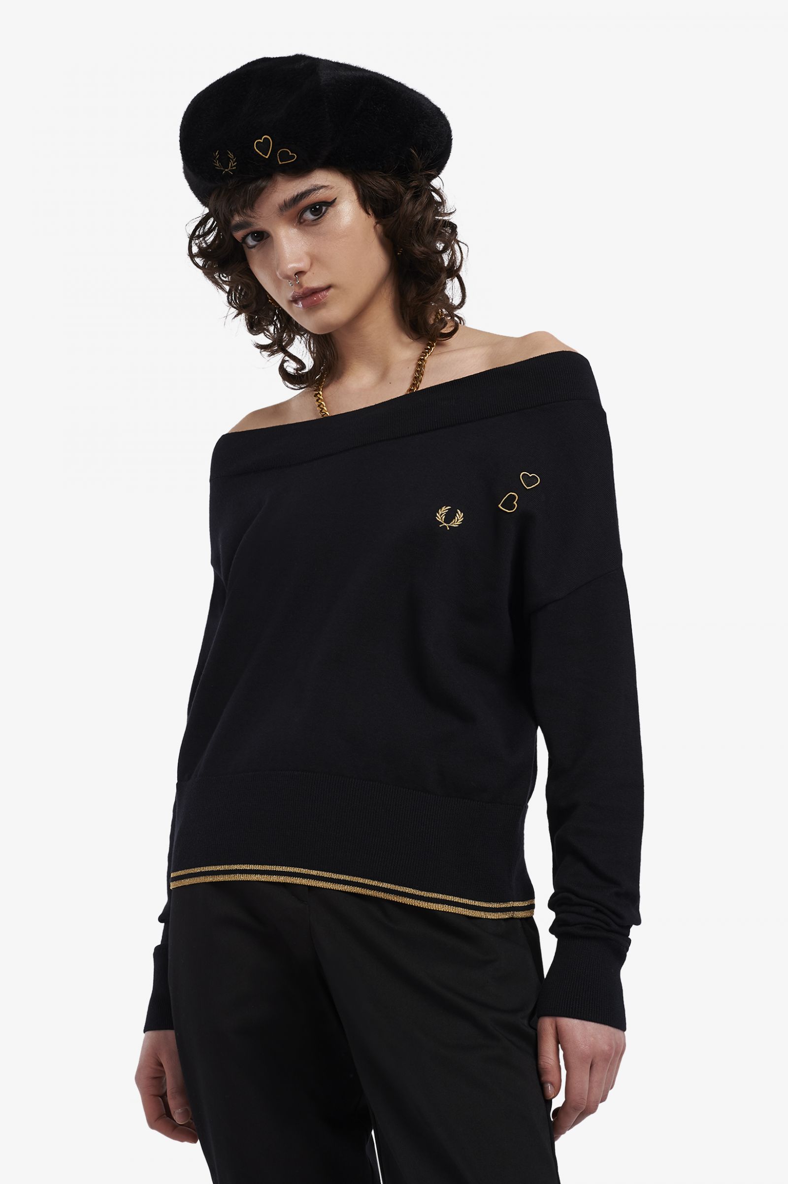 Amy Winehouse FoundationOff-The-Shoulder Knitted Top Black