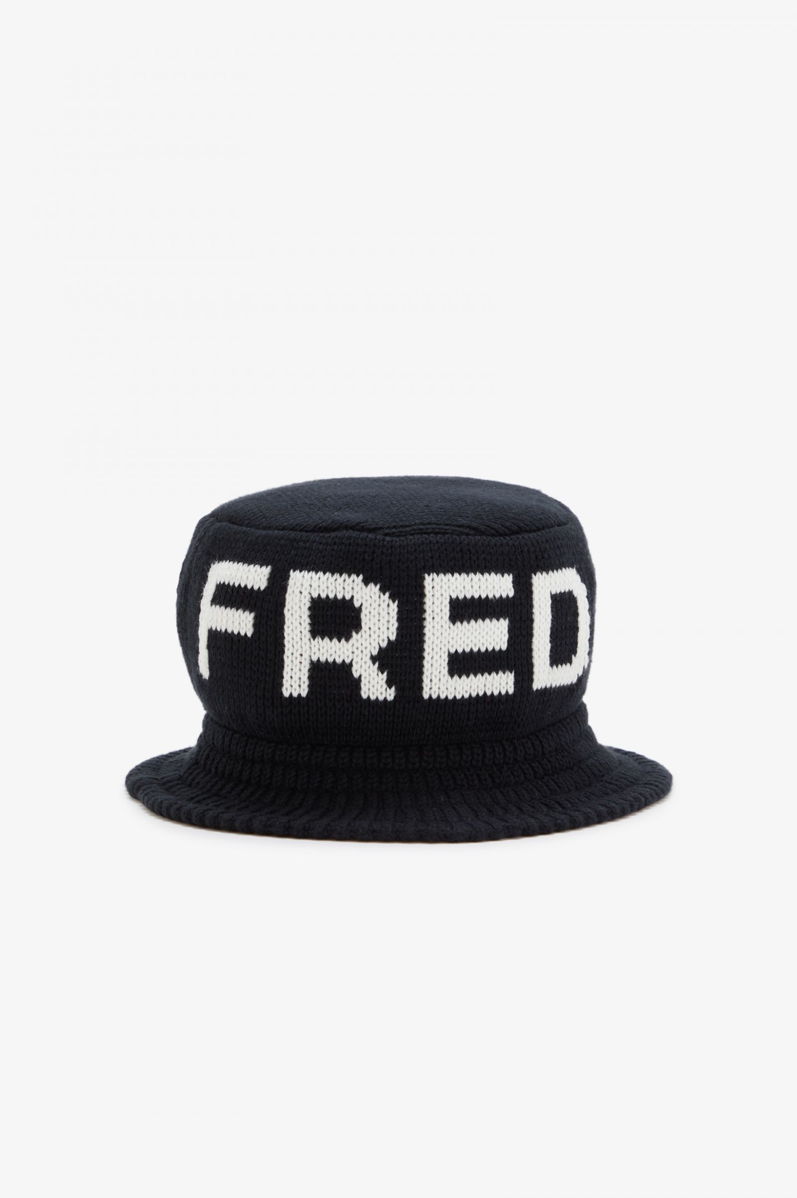 Knitted Bucket Hat Black / Snow White