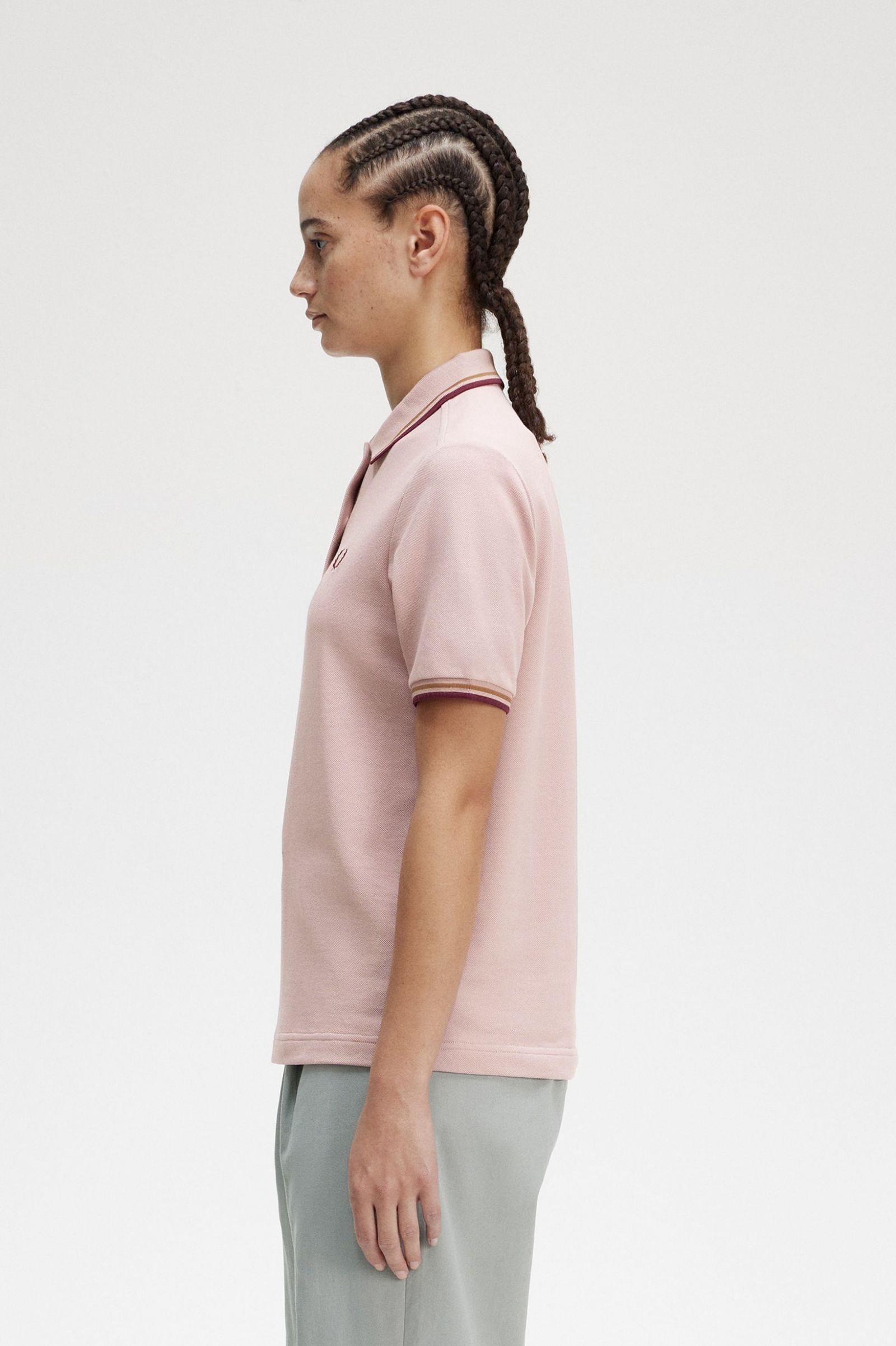 The Fred Perry ShirtG3600 Dusty Rose Pink / Shaded Stone / Oxblood