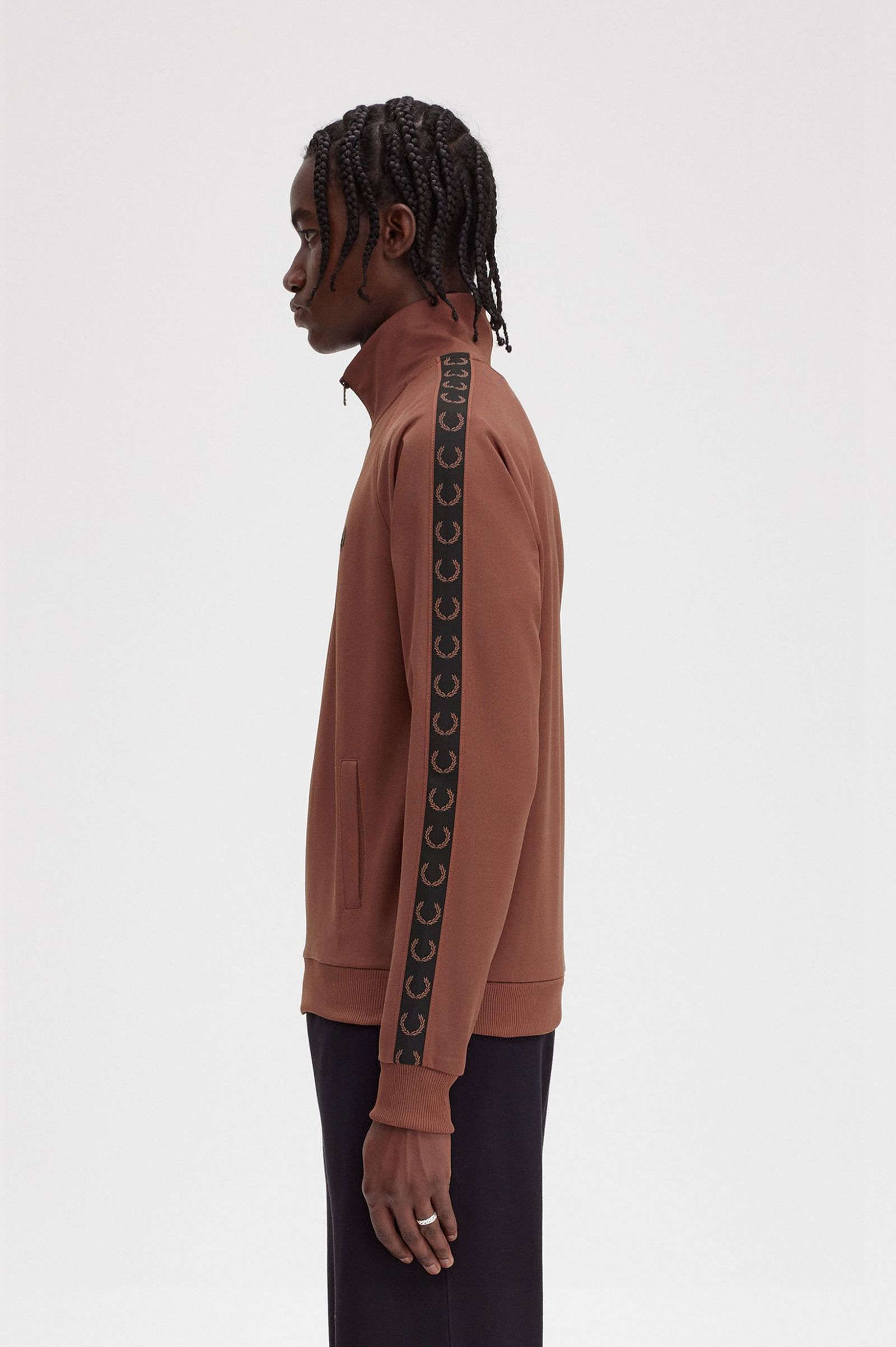Contrast Tape Track Jacket Whisky Brown / Black