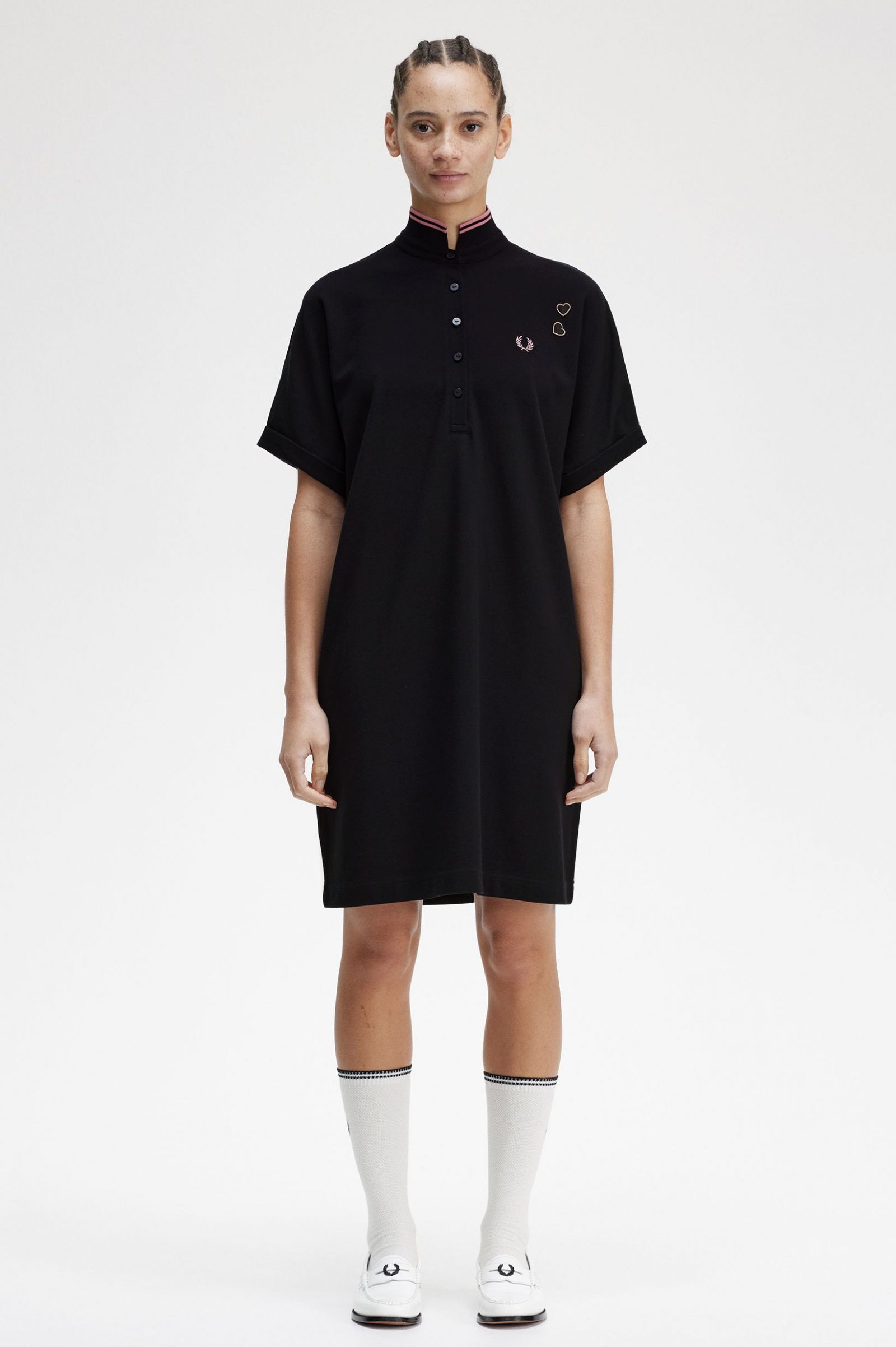 Amy Winehouse FoundationTipped Piqué Shirt Dress Black