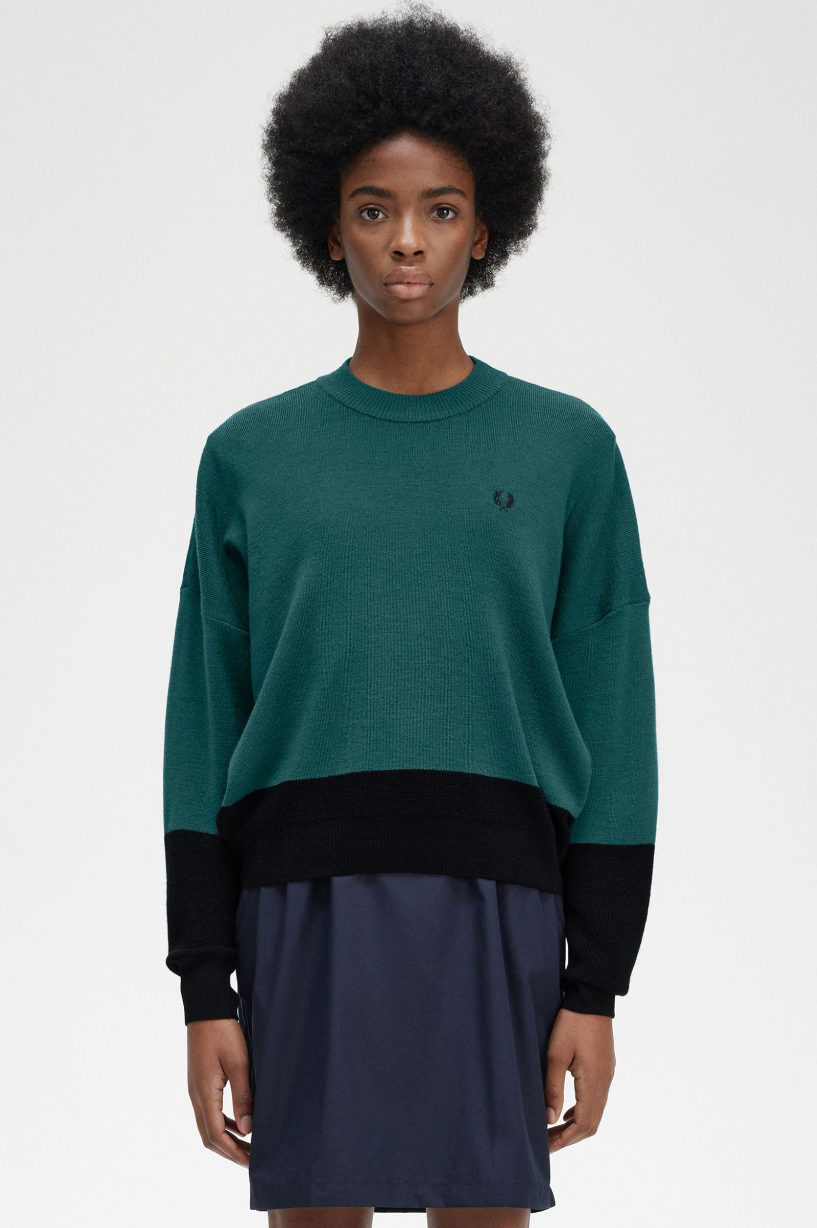 Colour Block Jumper Petrol Blue