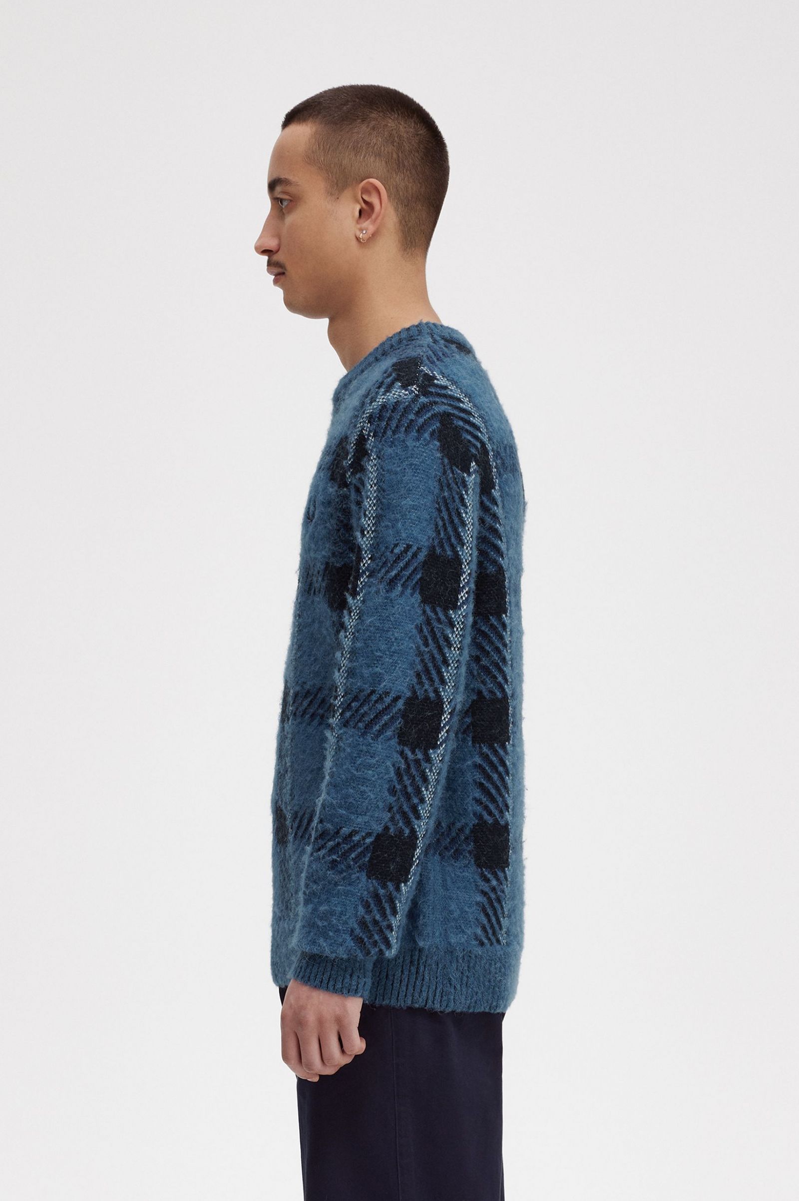 Glitch Tartan Jumper Midnight Blue