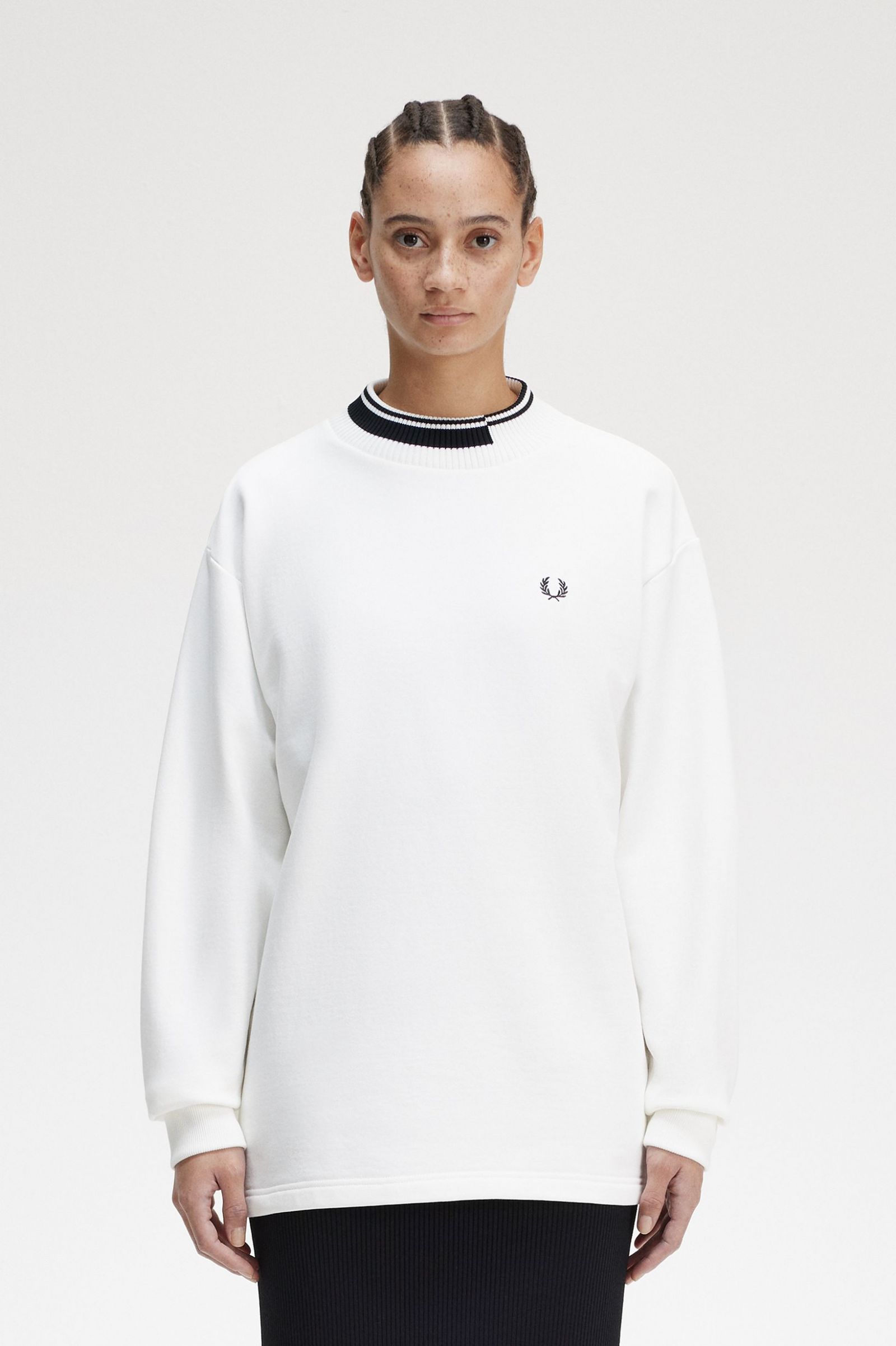 Tipped Trim Sweatshirt Snow White