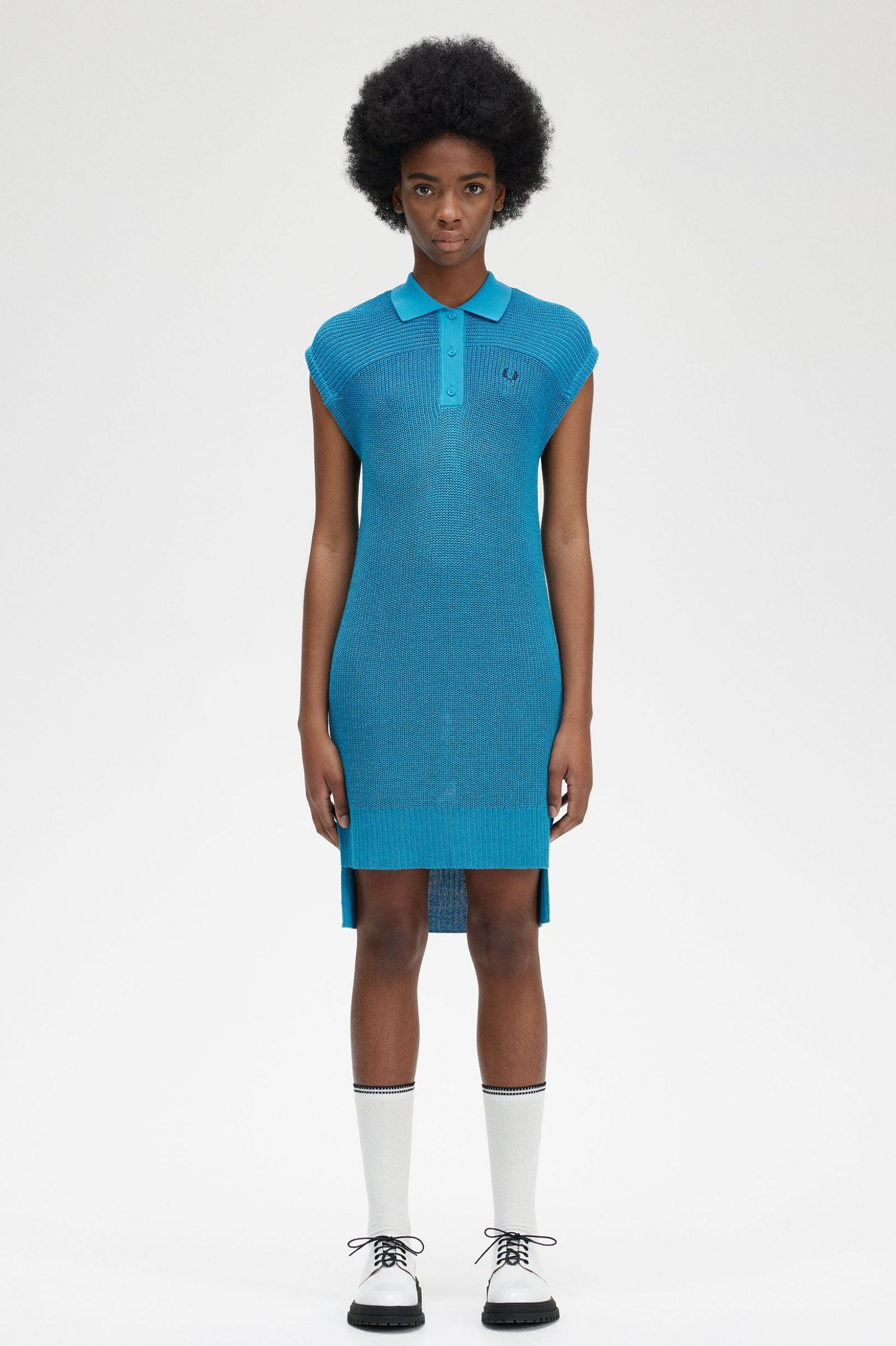 Knitted Shirt Dress Cyber Blue