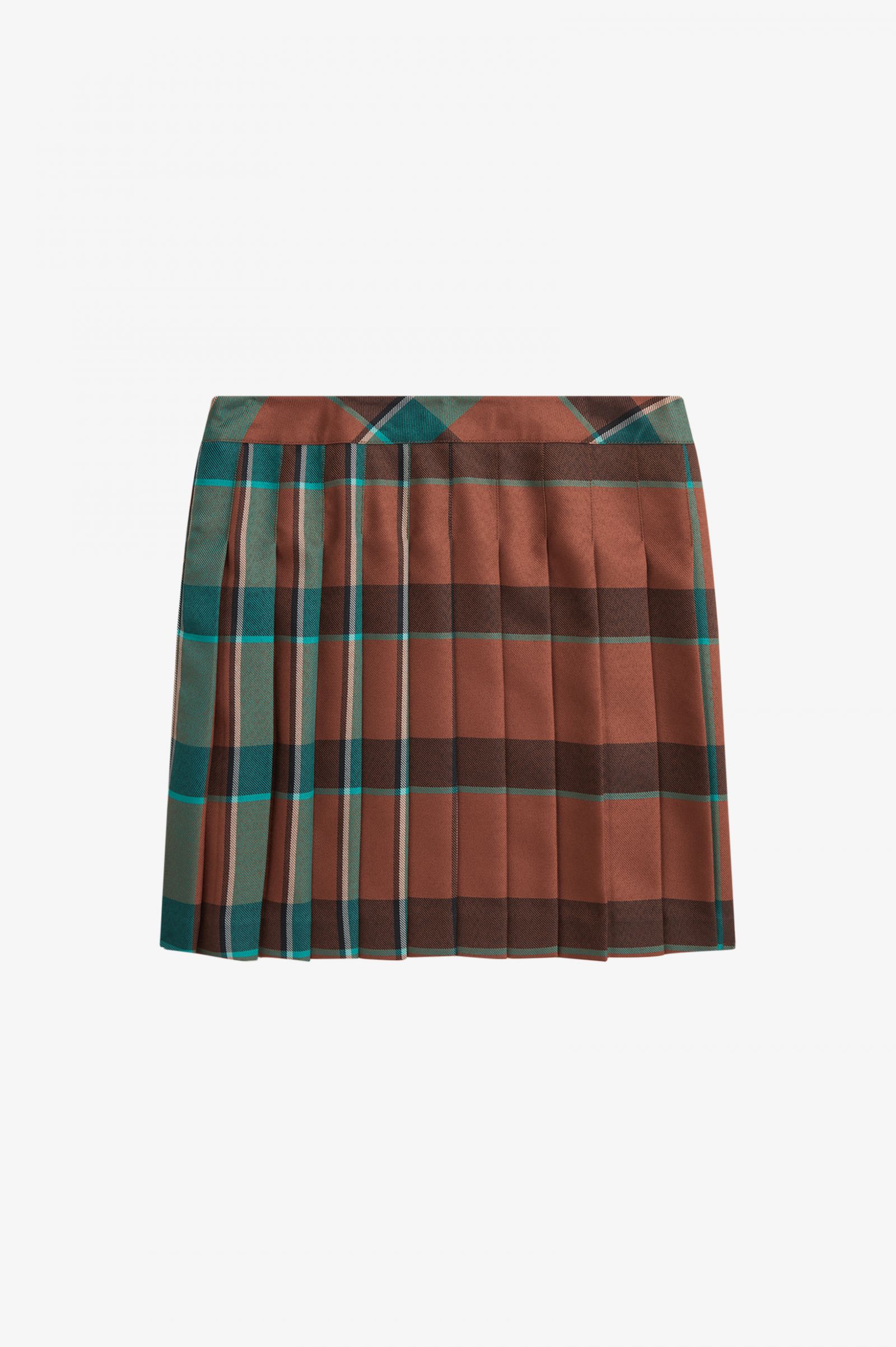Pleated Tartan Skirt Whisky Brown