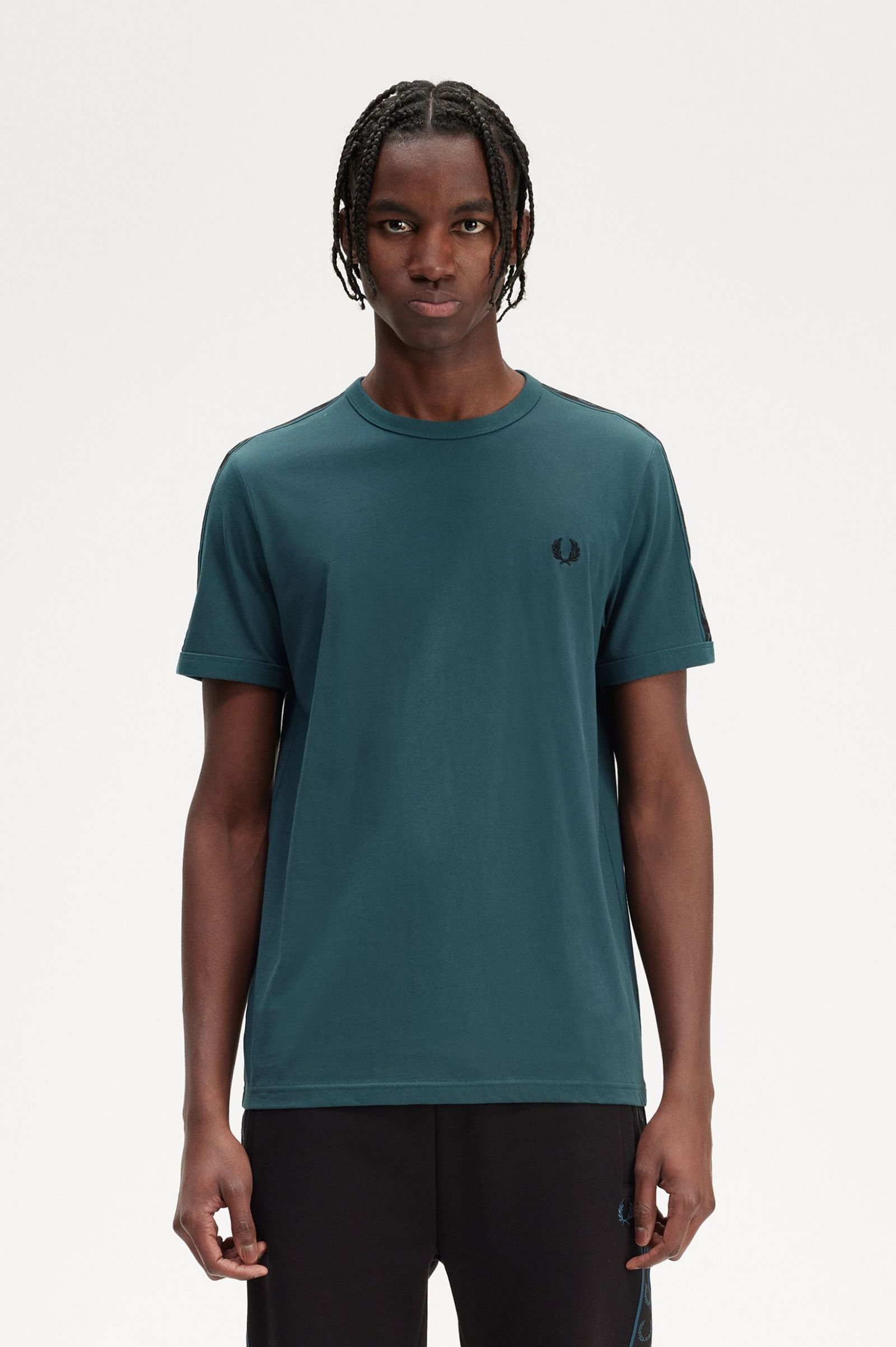 Contrast Tape Ringer T-Shirt Petrol Blue / Black