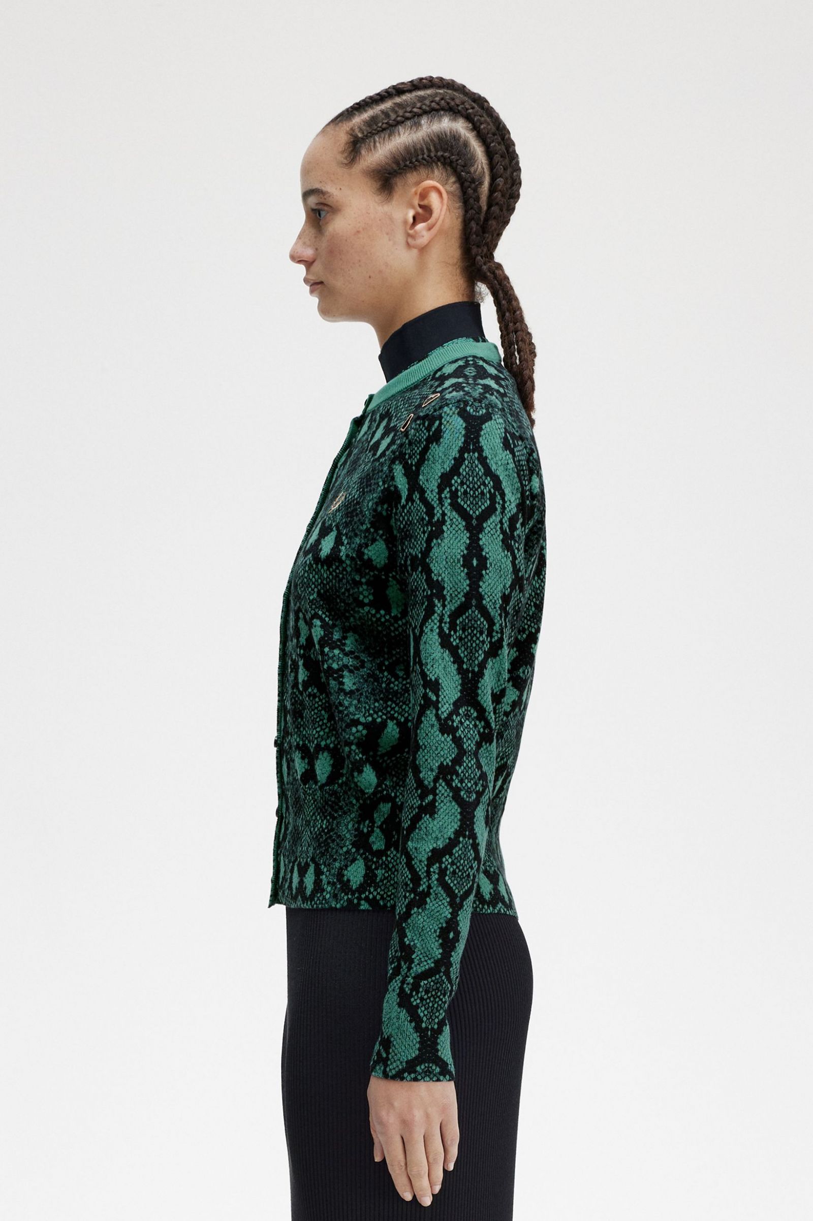 Amy Winehouse FoundationSnake Print Cardigan Deep Mint