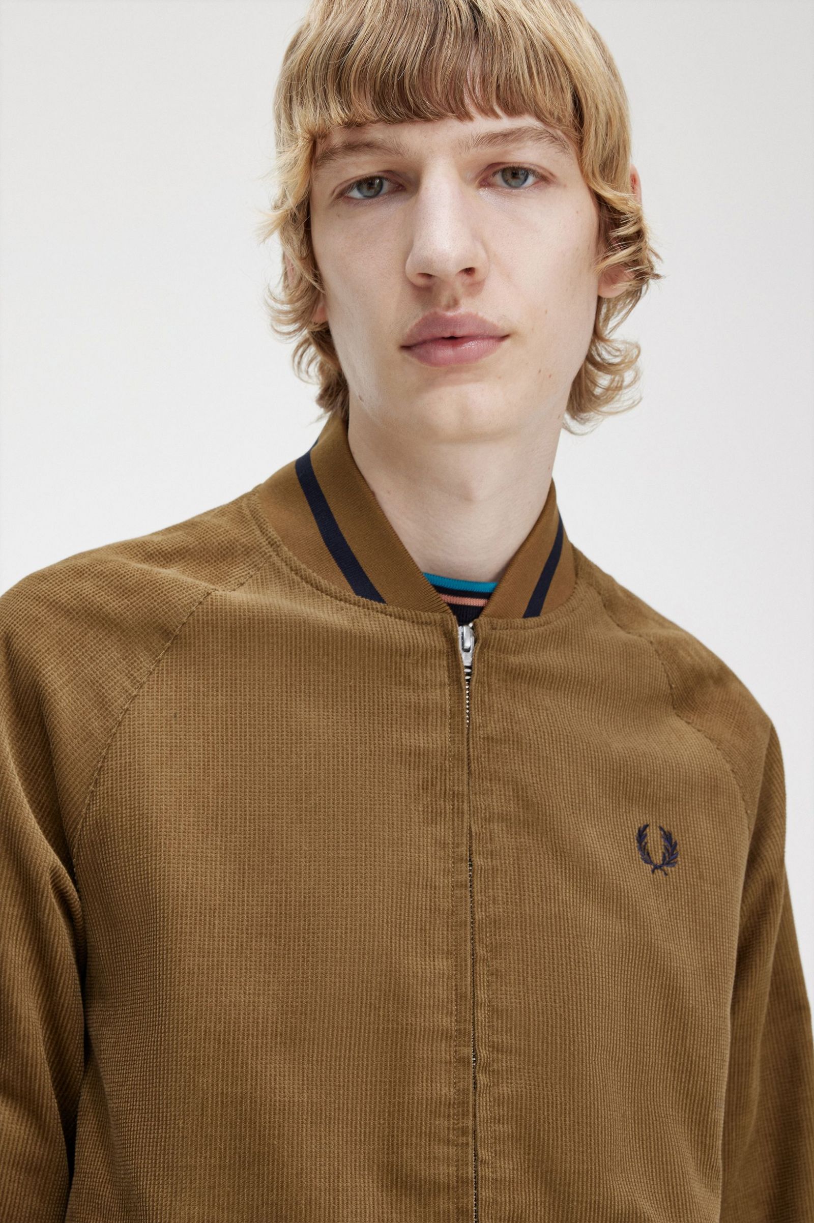 Waffle Cord Tennis Bomber Shaded Stone