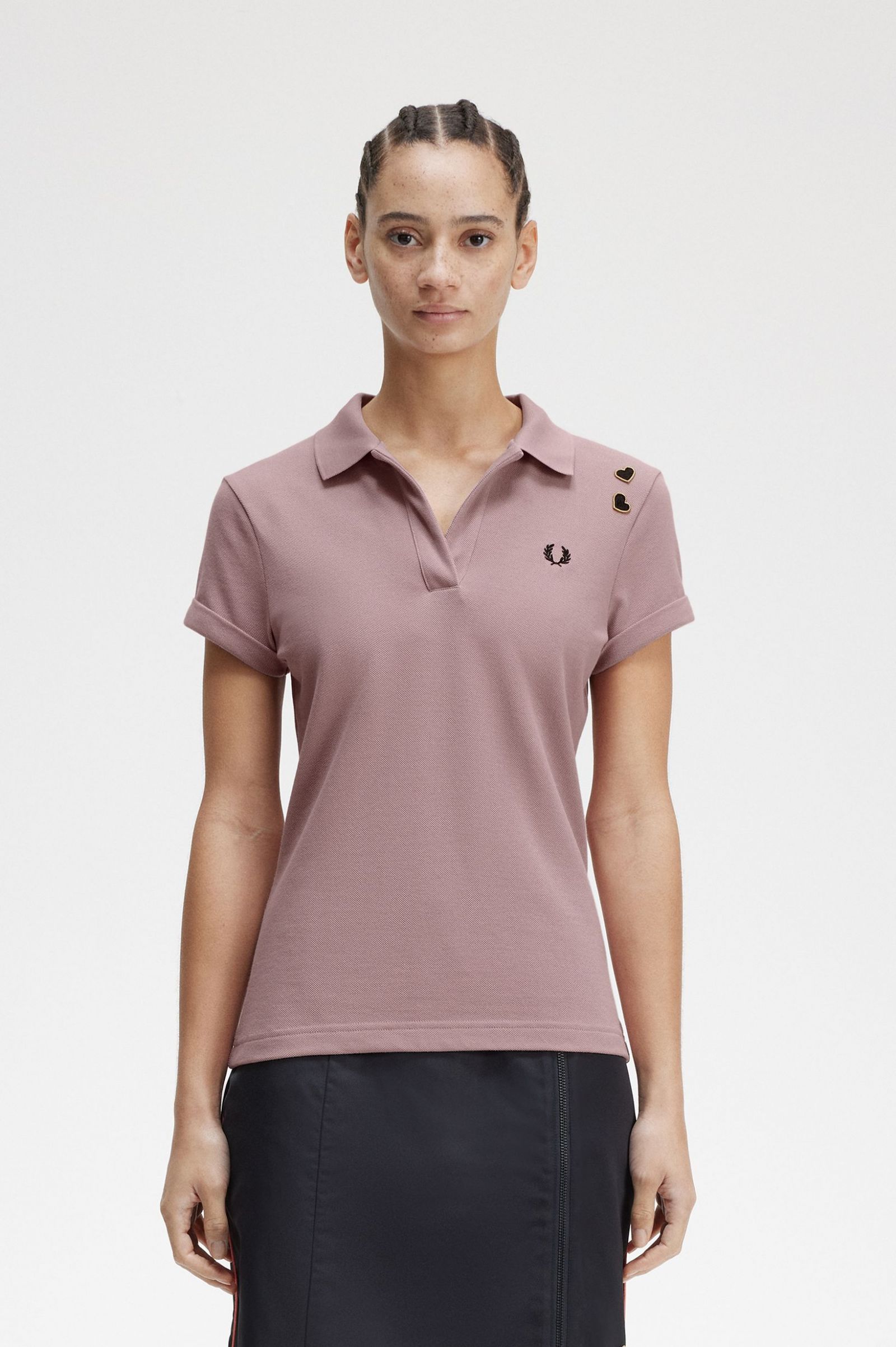 Amy Winehouse FoundationOpen-Collar Piqué Shirt Dusty Rose Pink