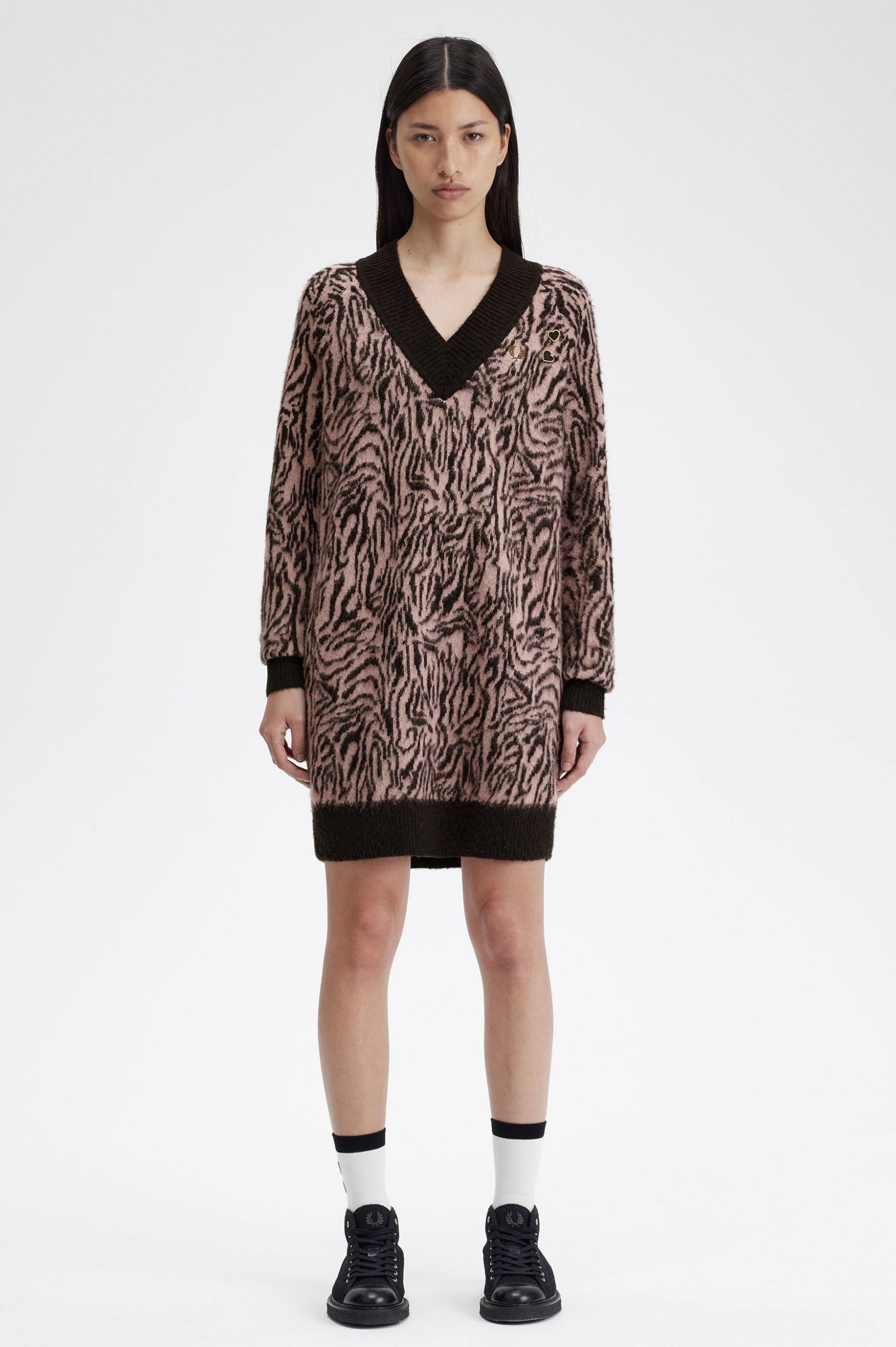 Amy Winehouse FoundationZebra Knitted Dress Dusty Rose Pink