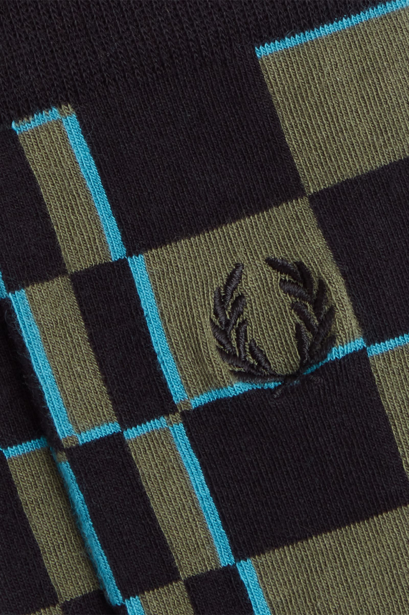 Glitch Chequerboard Socks Cyber Blue / Black