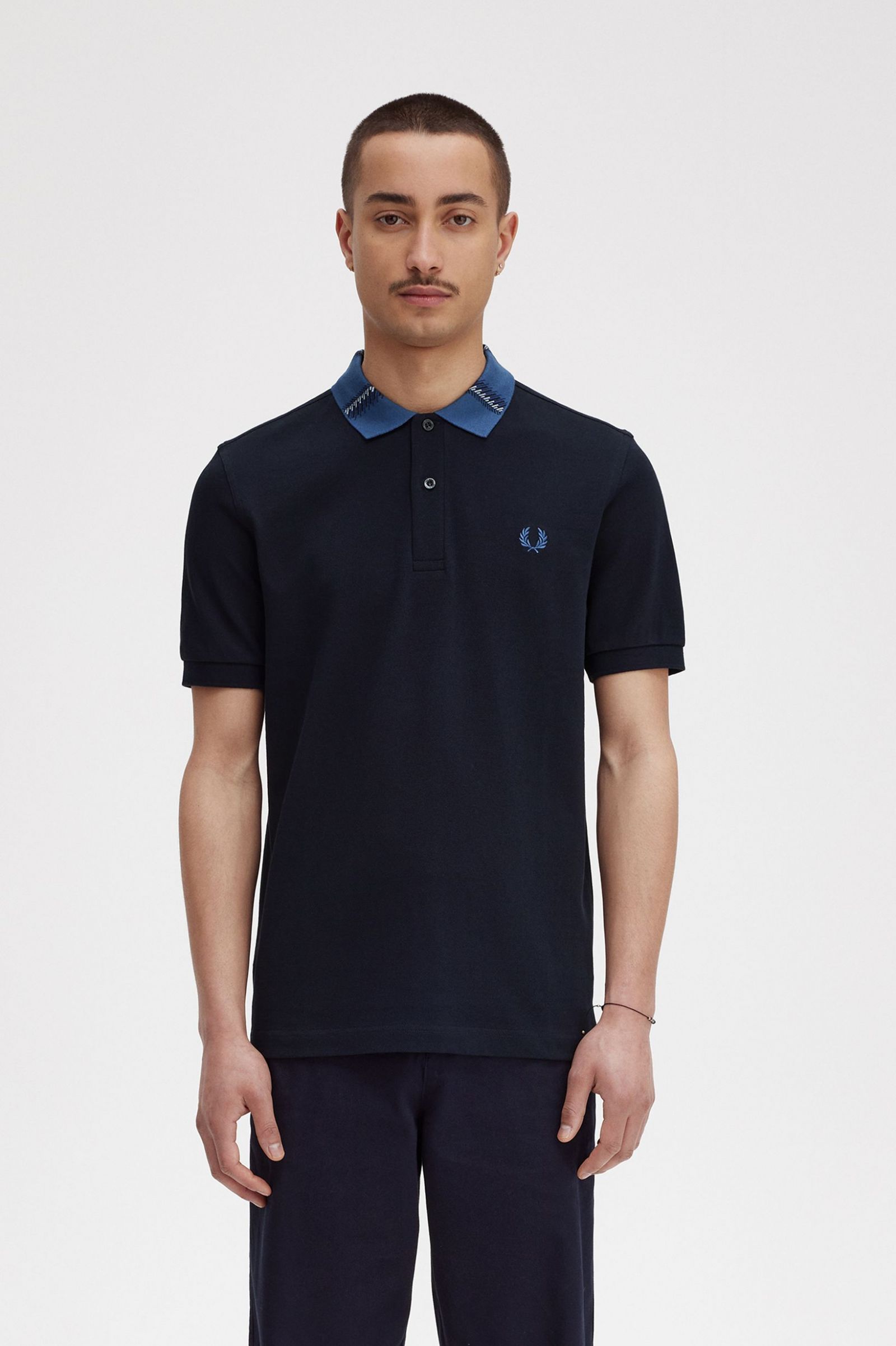 Graphic Collar Polo Shirt Navy