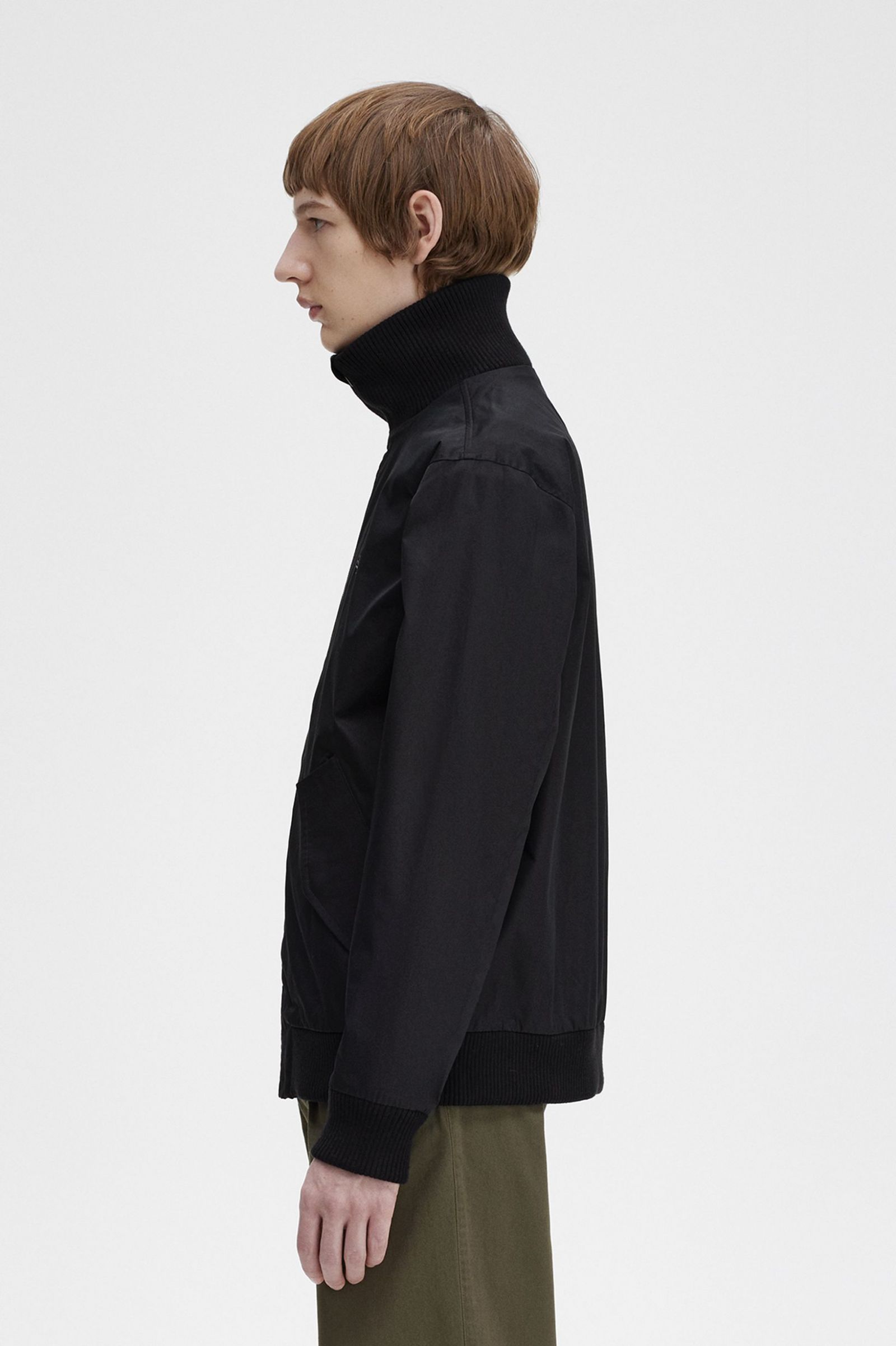 Knitted Rib Tennis Bomber Black