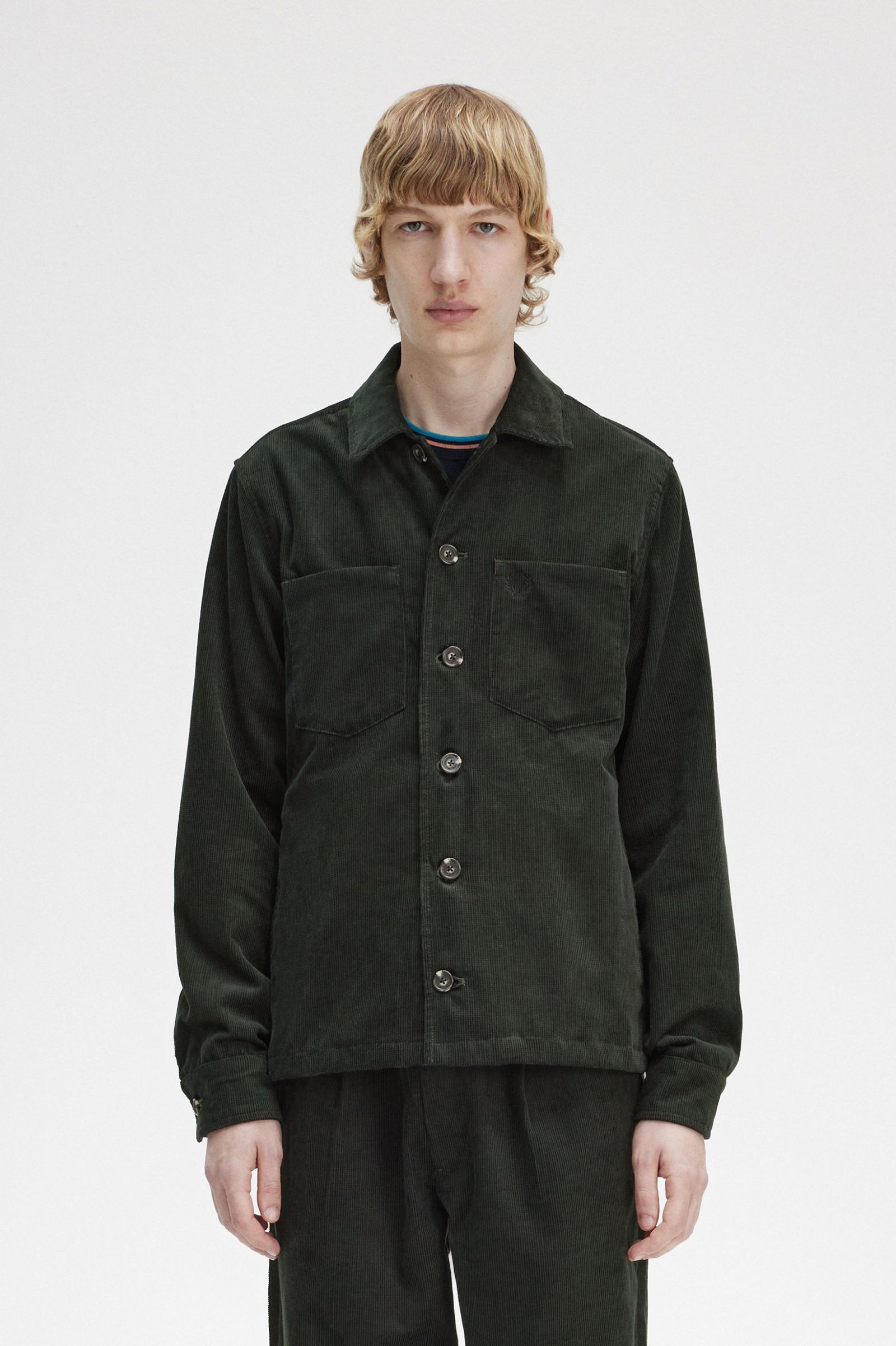 Waffle Cord Overshirt Night Green
