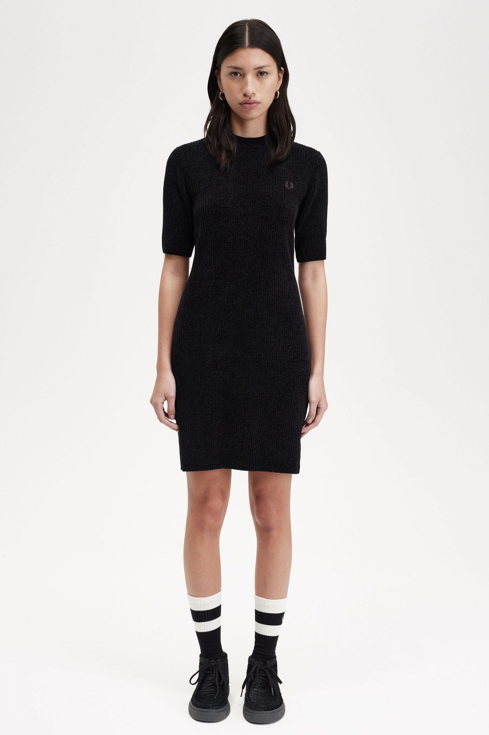 Chenille Rib Dress Black