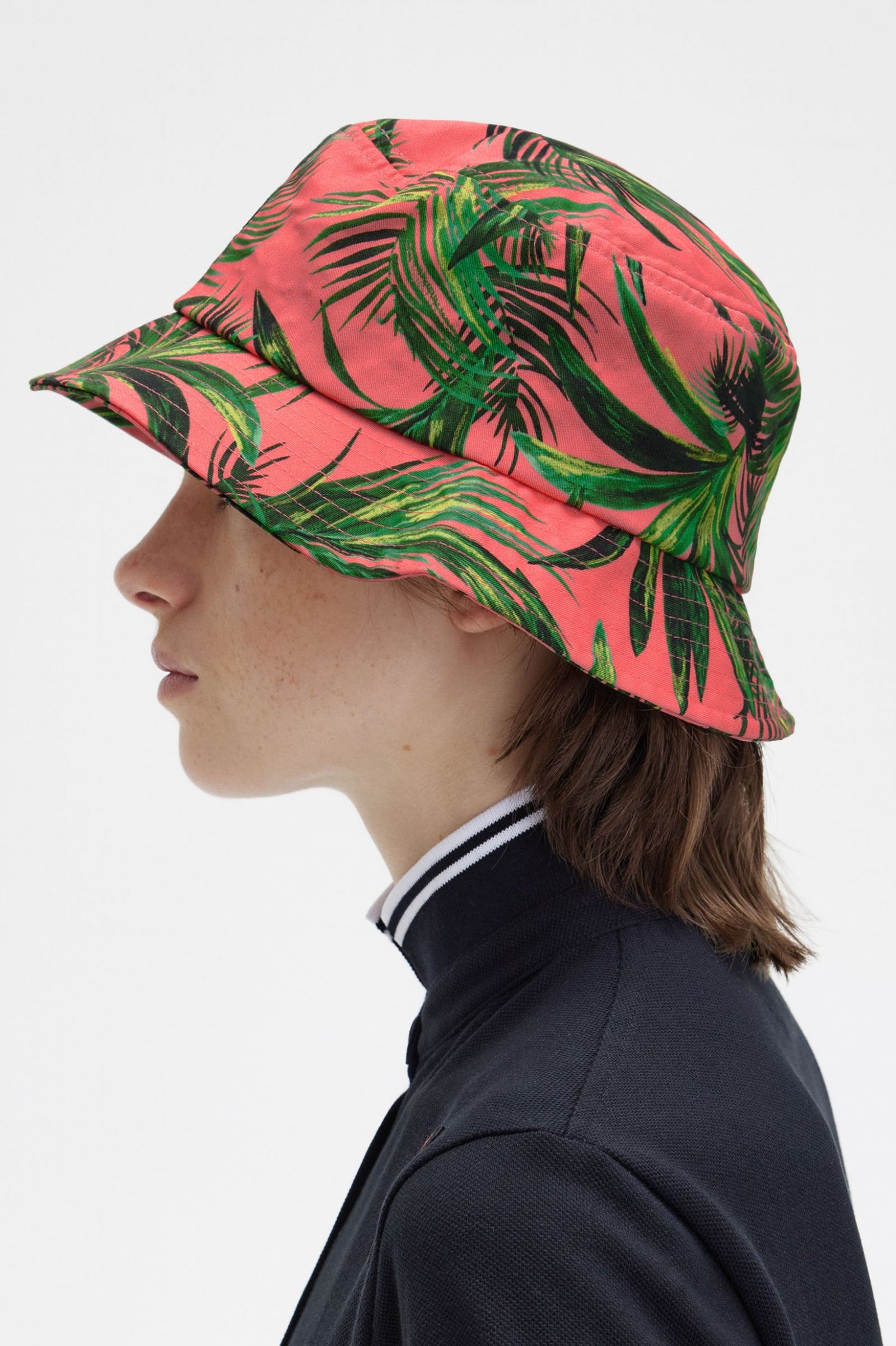 Amy Winehouse FoundationPalm Print Bucket Hat Coral Heat