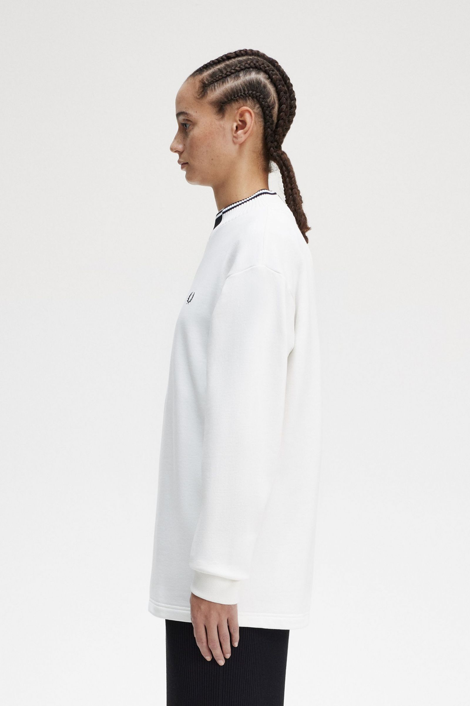 Tipped Trim Sweatshirt Snow White