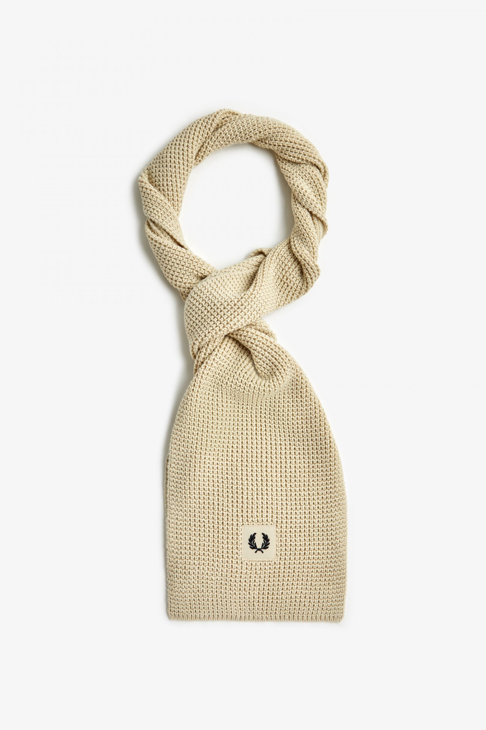 Waffle Knit Ribbed Scarf Oatmeal / Black