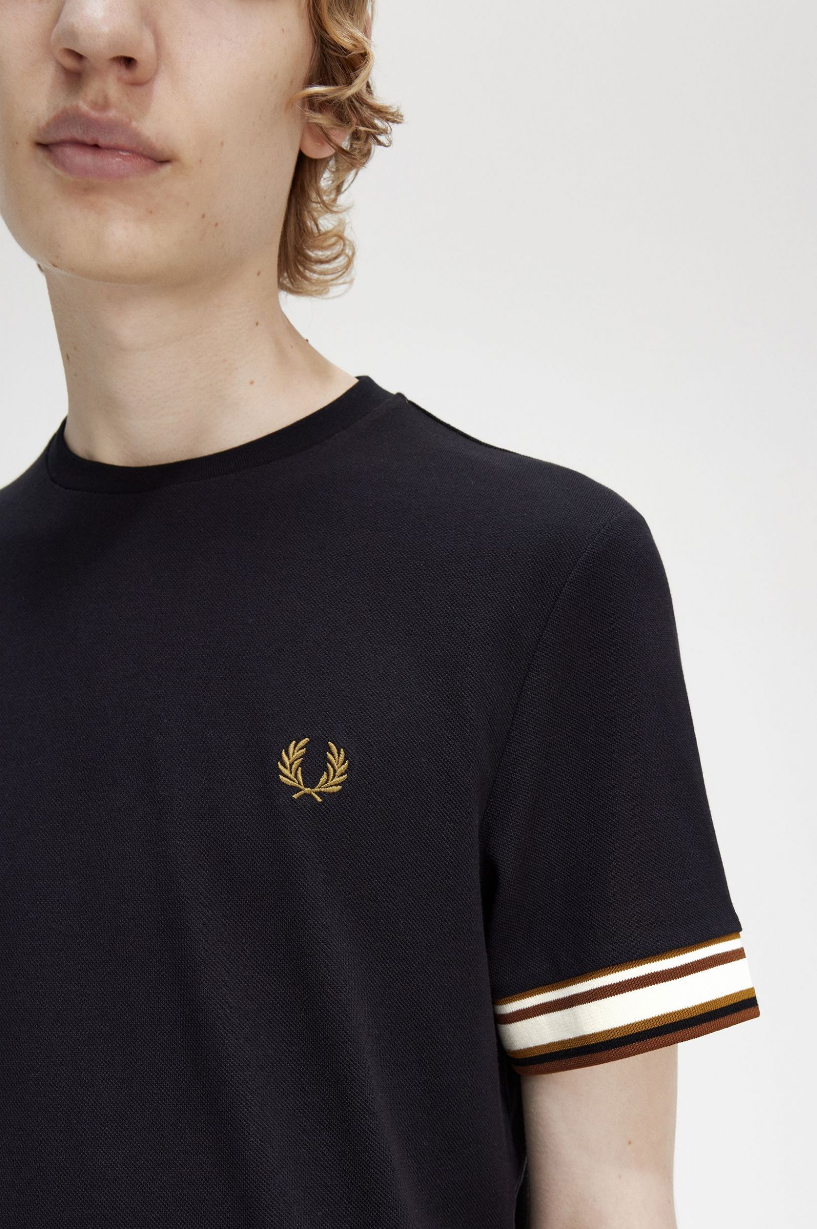 Bold Tipped Piqué T-Shirt Black