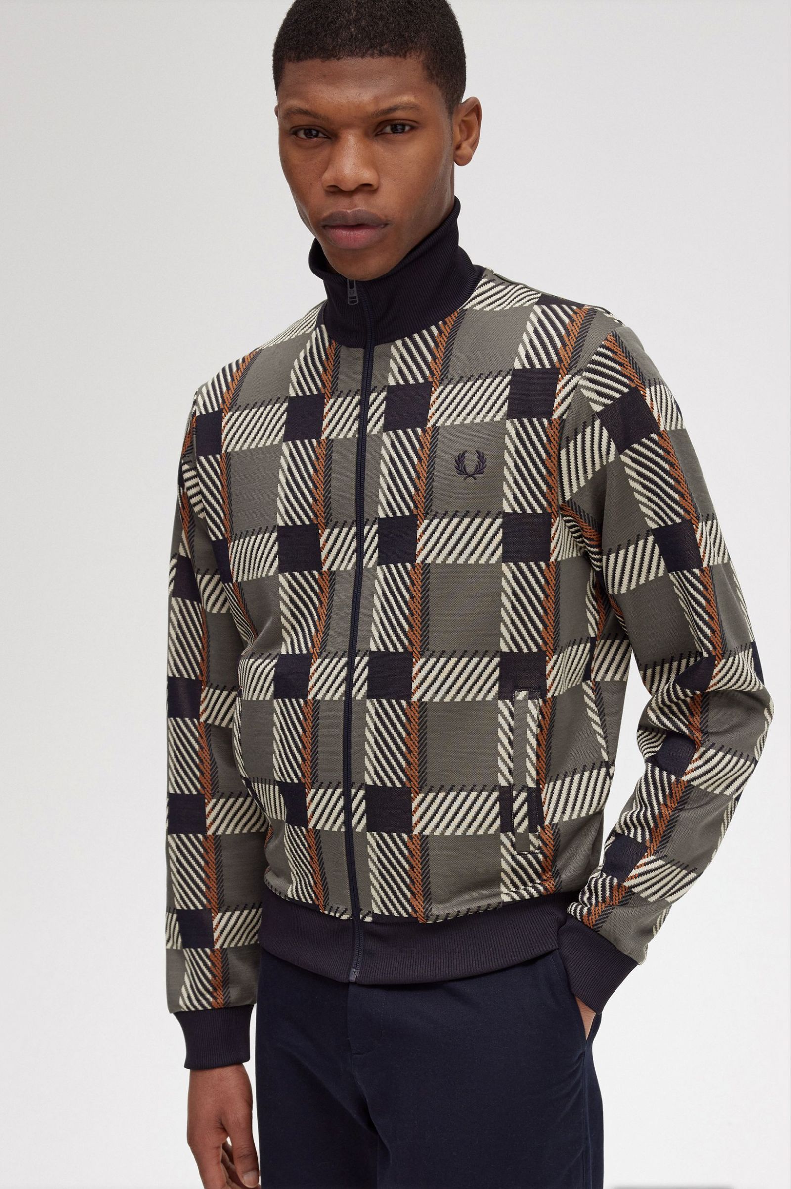 Glitch Tartan Track Jacket Field Green