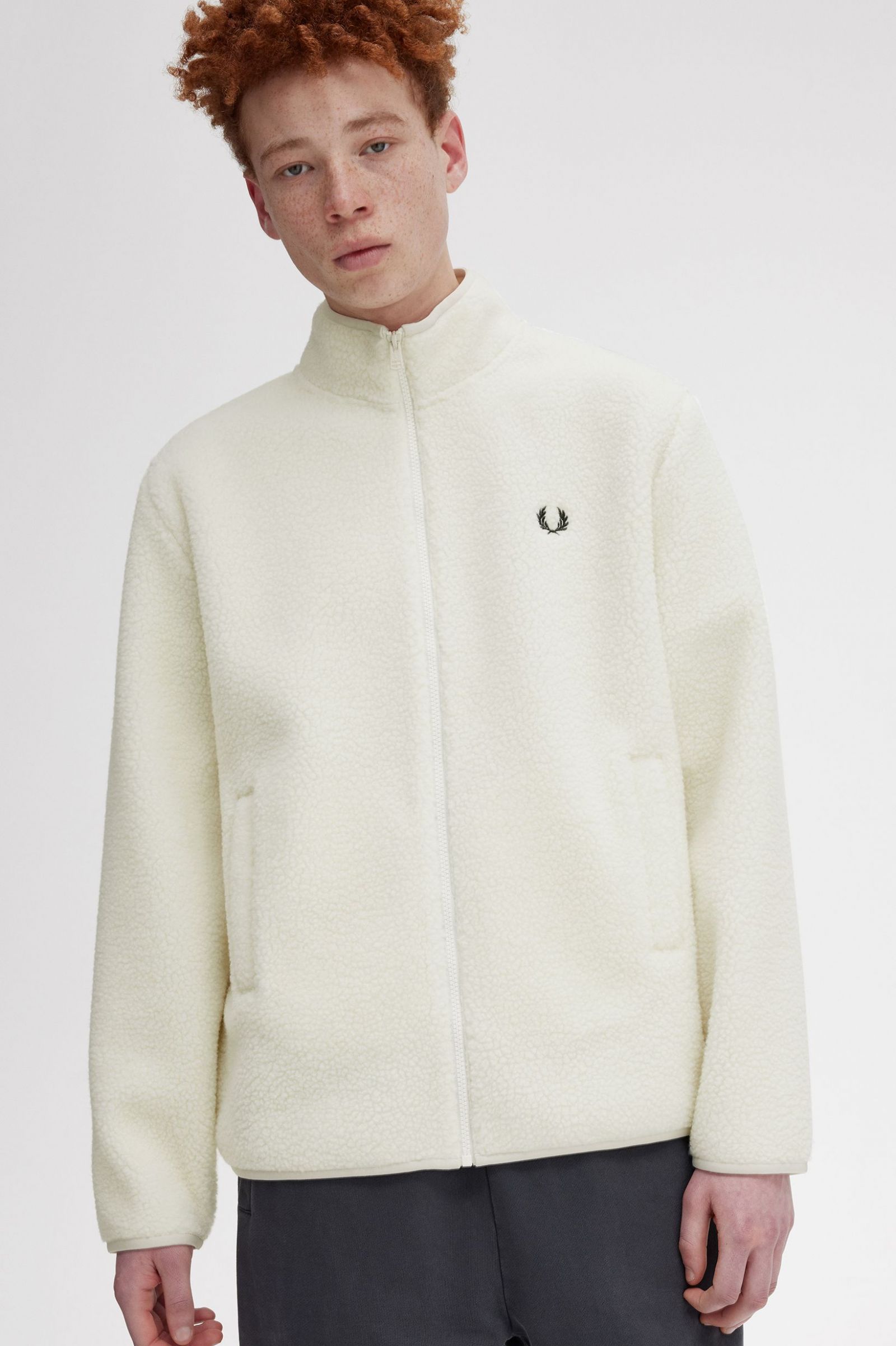 Zip Through Borg Fleece Ecru