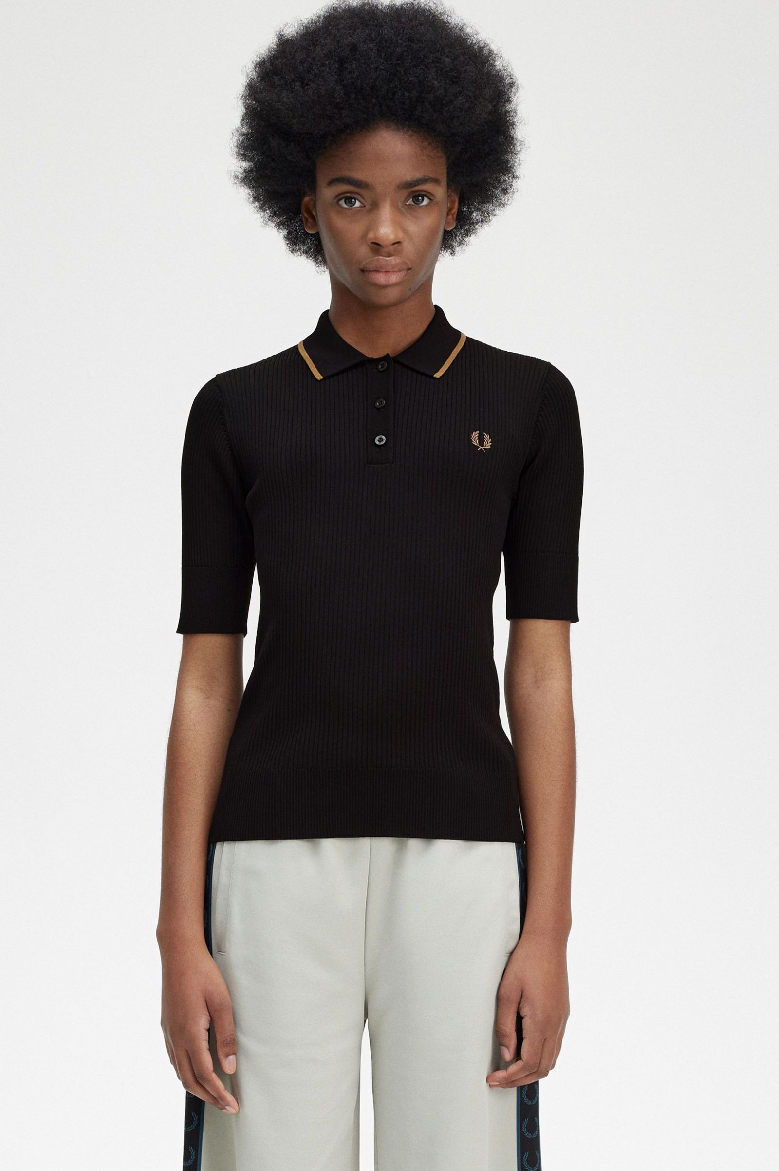 Ribbed Knitted Shirt Black