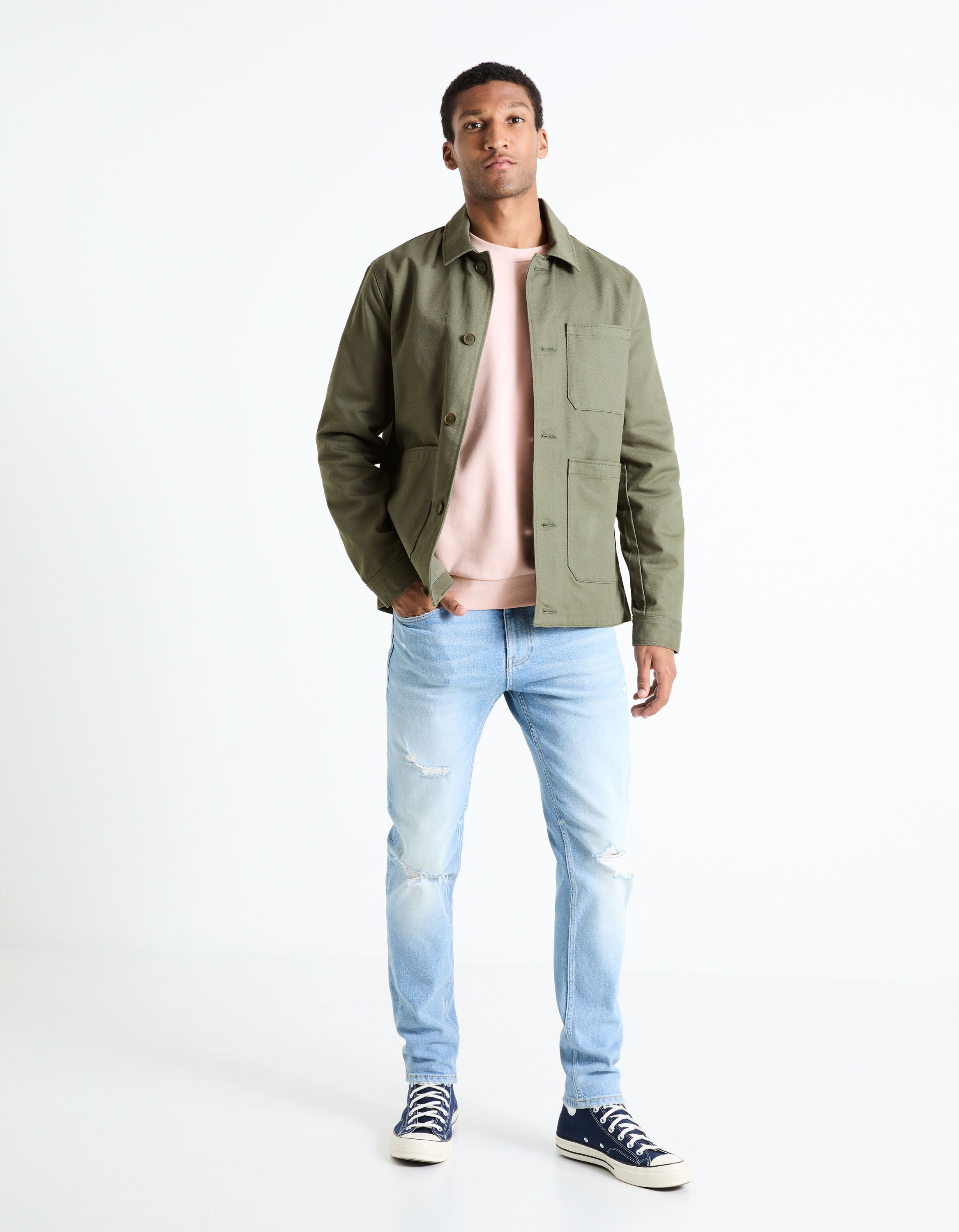 Sweat col rond 100% coton - rose