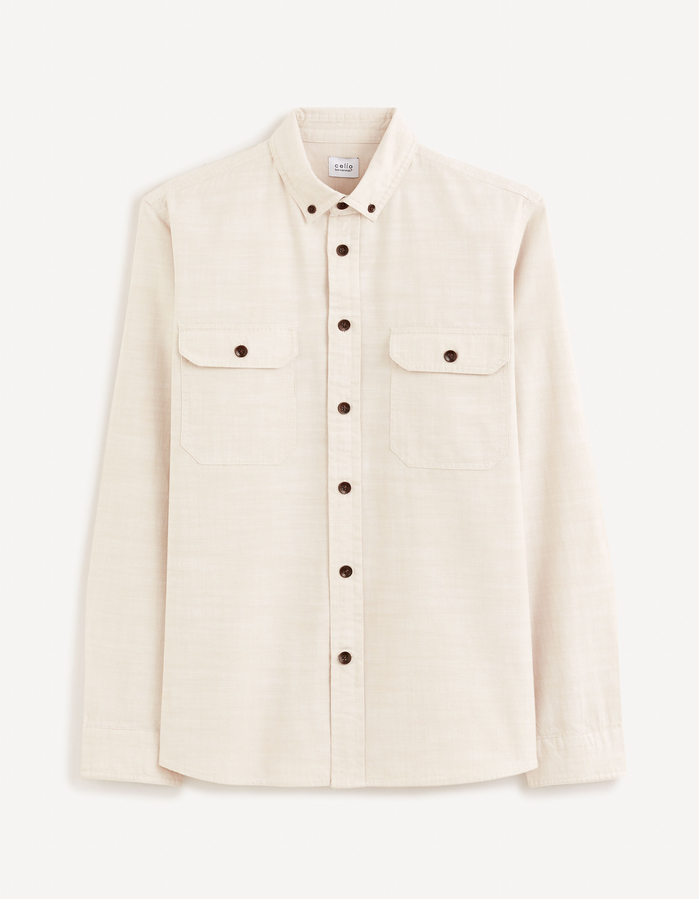 Chemise regular 100% coton - beige