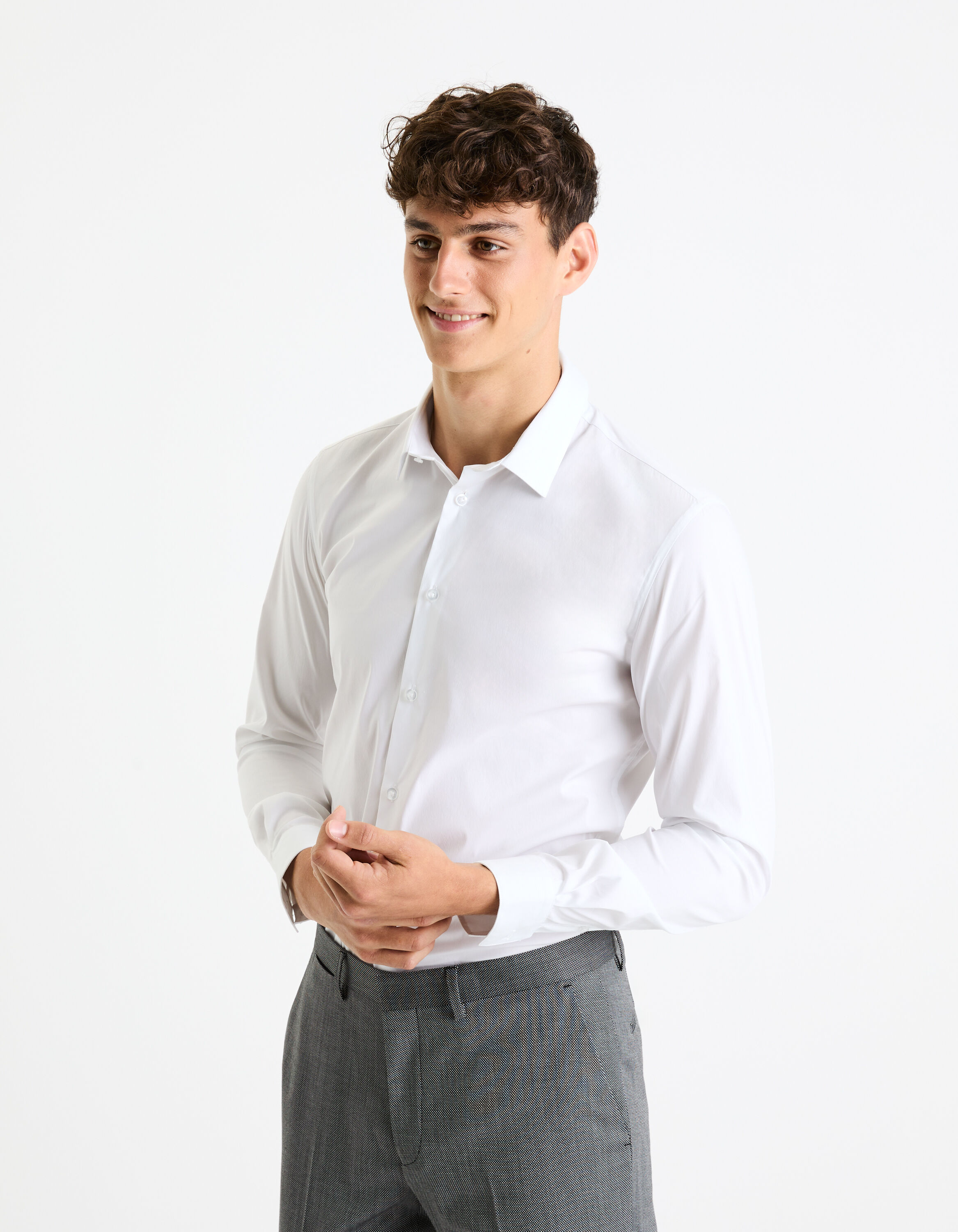 Chemise slim coton stretch - blanc
