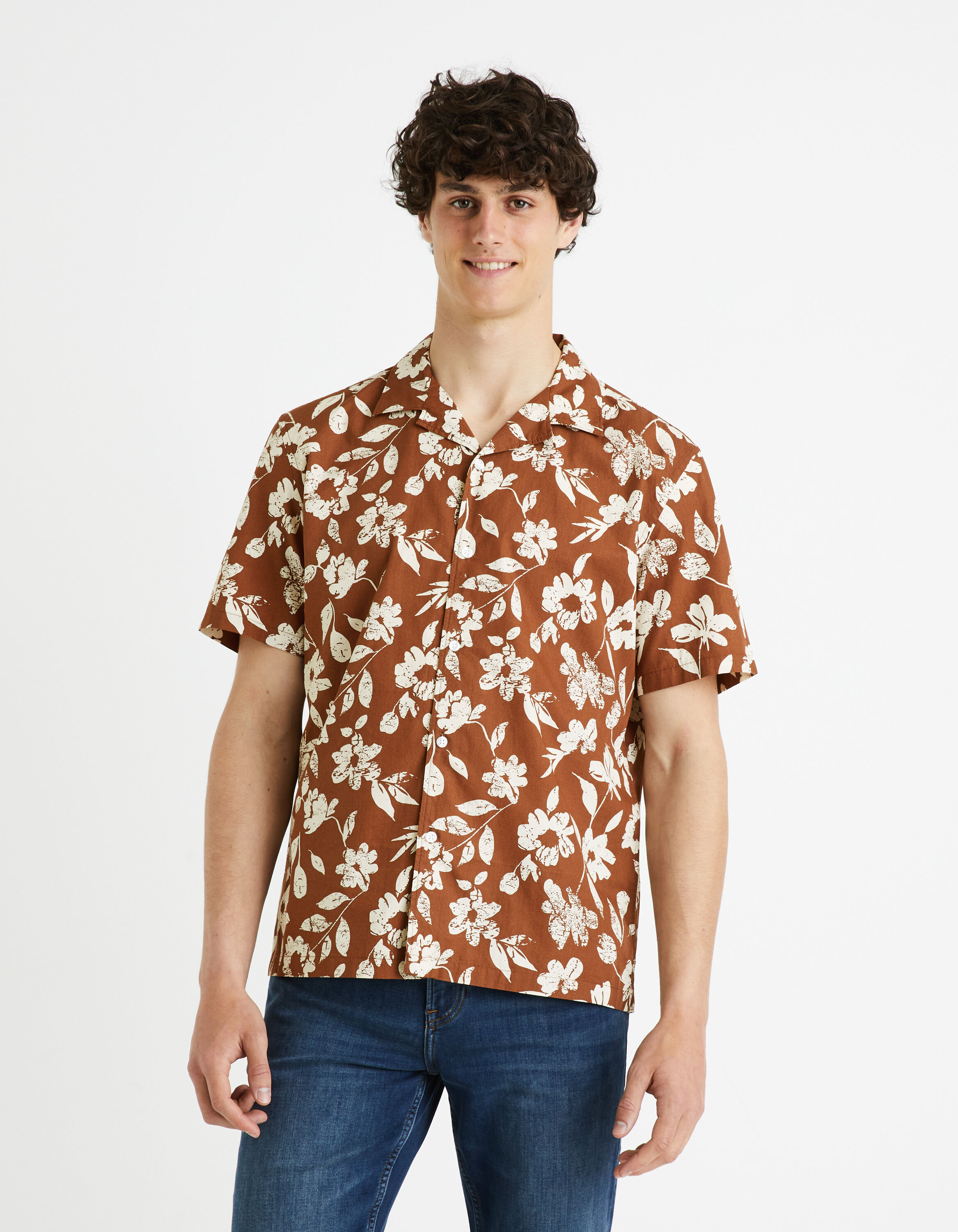 Chemise relax 100% coton - marron