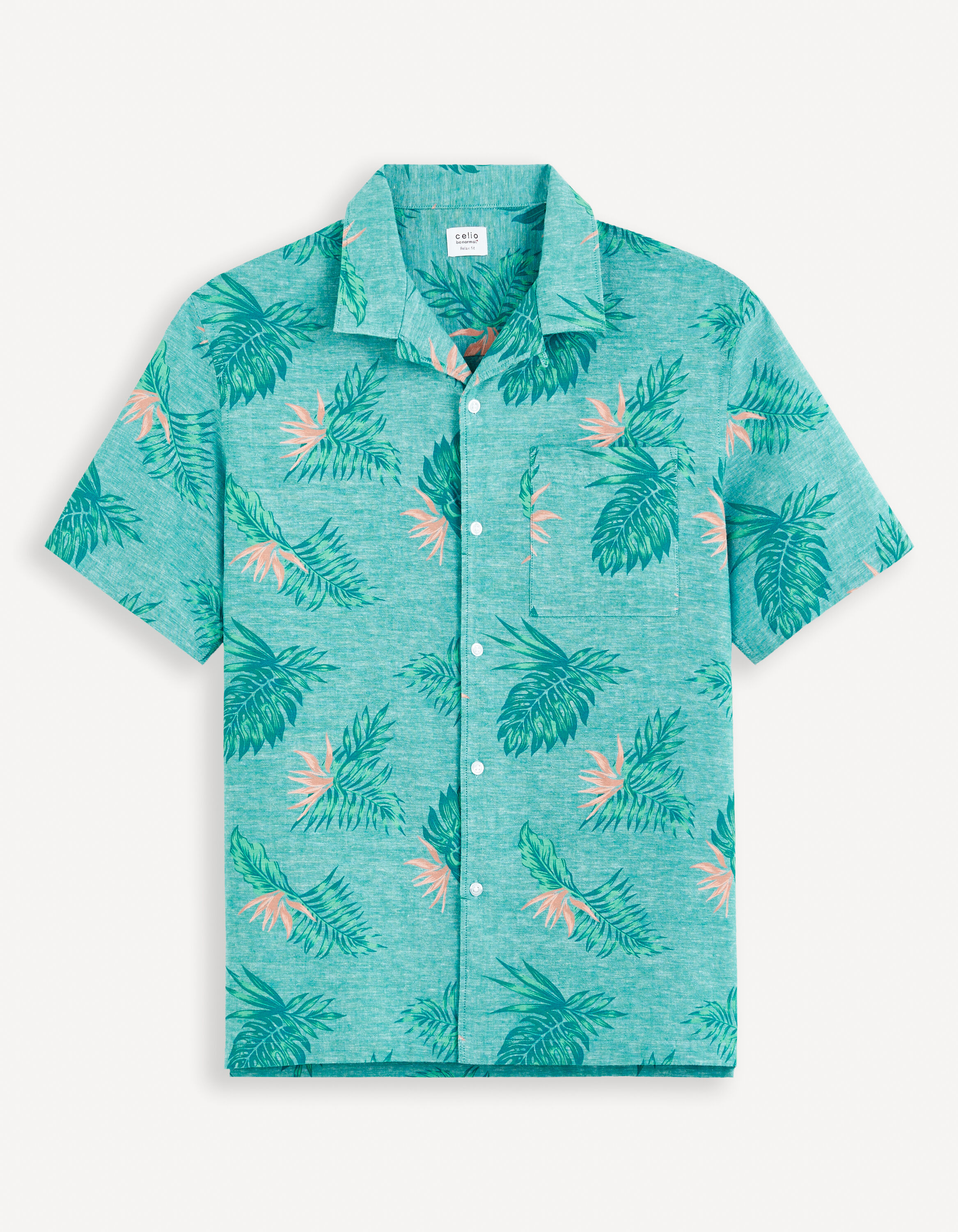 Chemise relax coton lin - vert