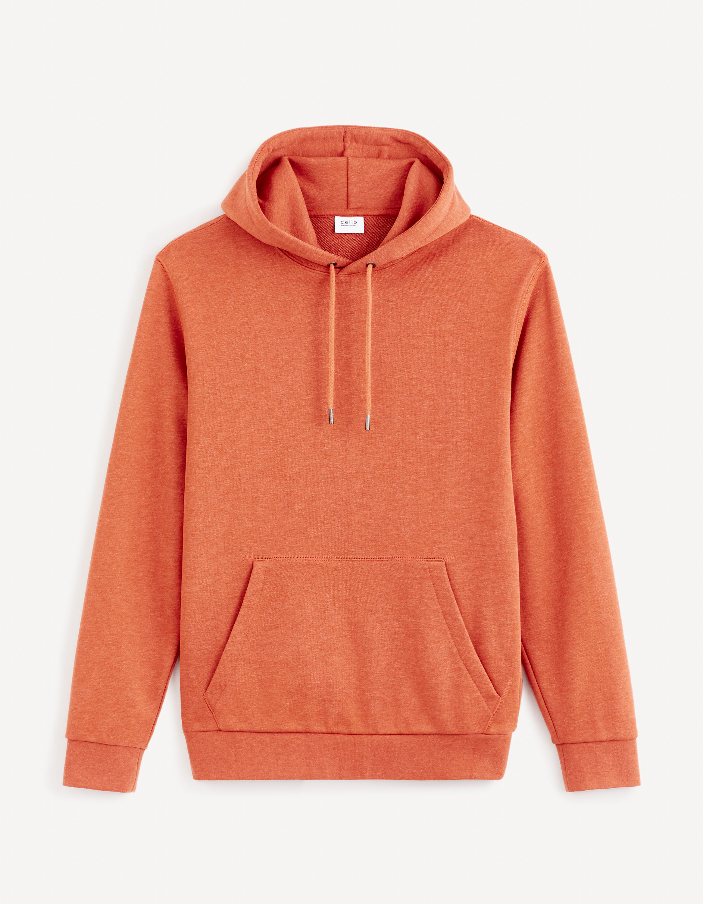 Sweat &agrave; capuche coton m&eacute;lang&eacute; - orange