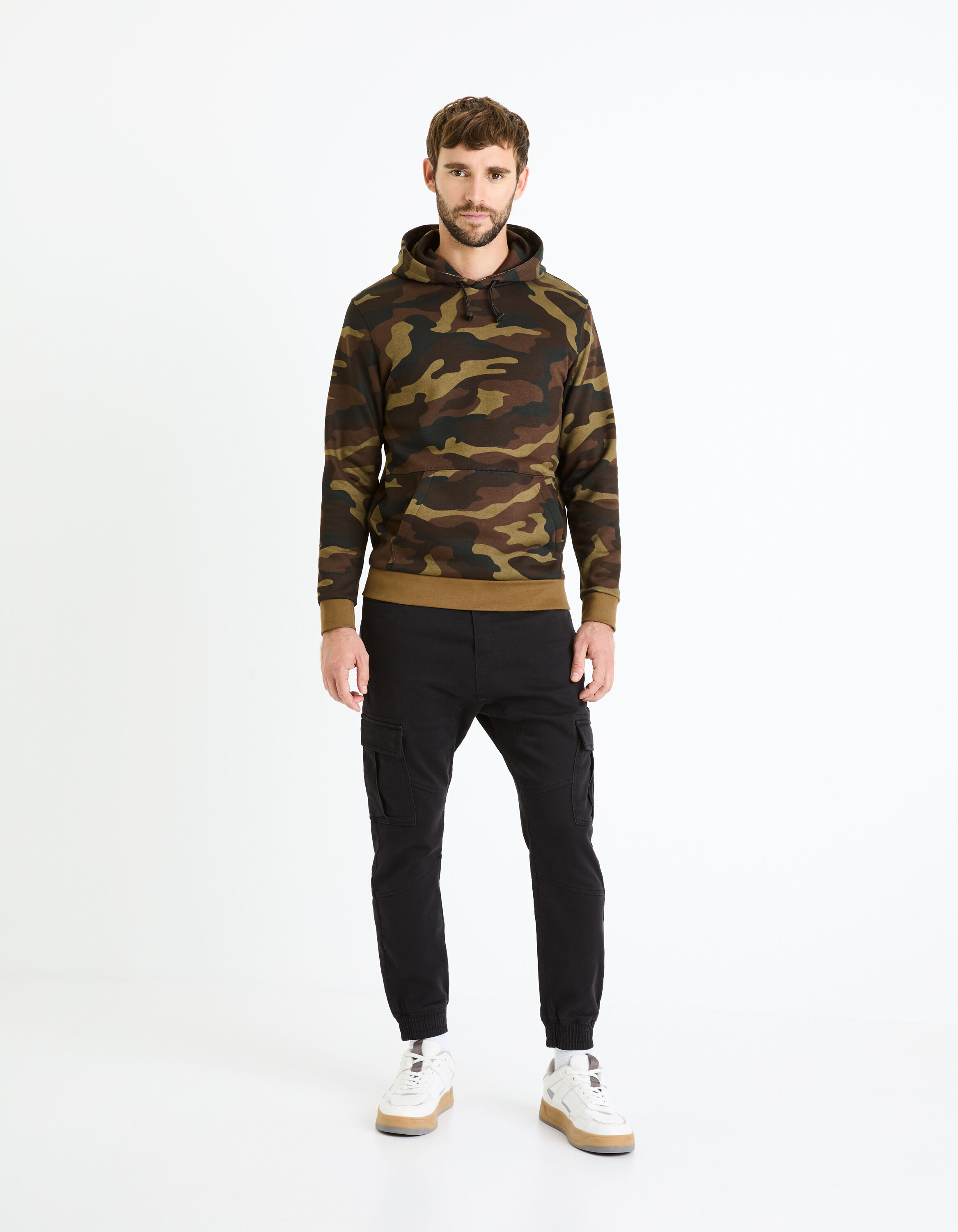 Sweat &agrave; capuche coton m&eacute;lang&eacute; - noir