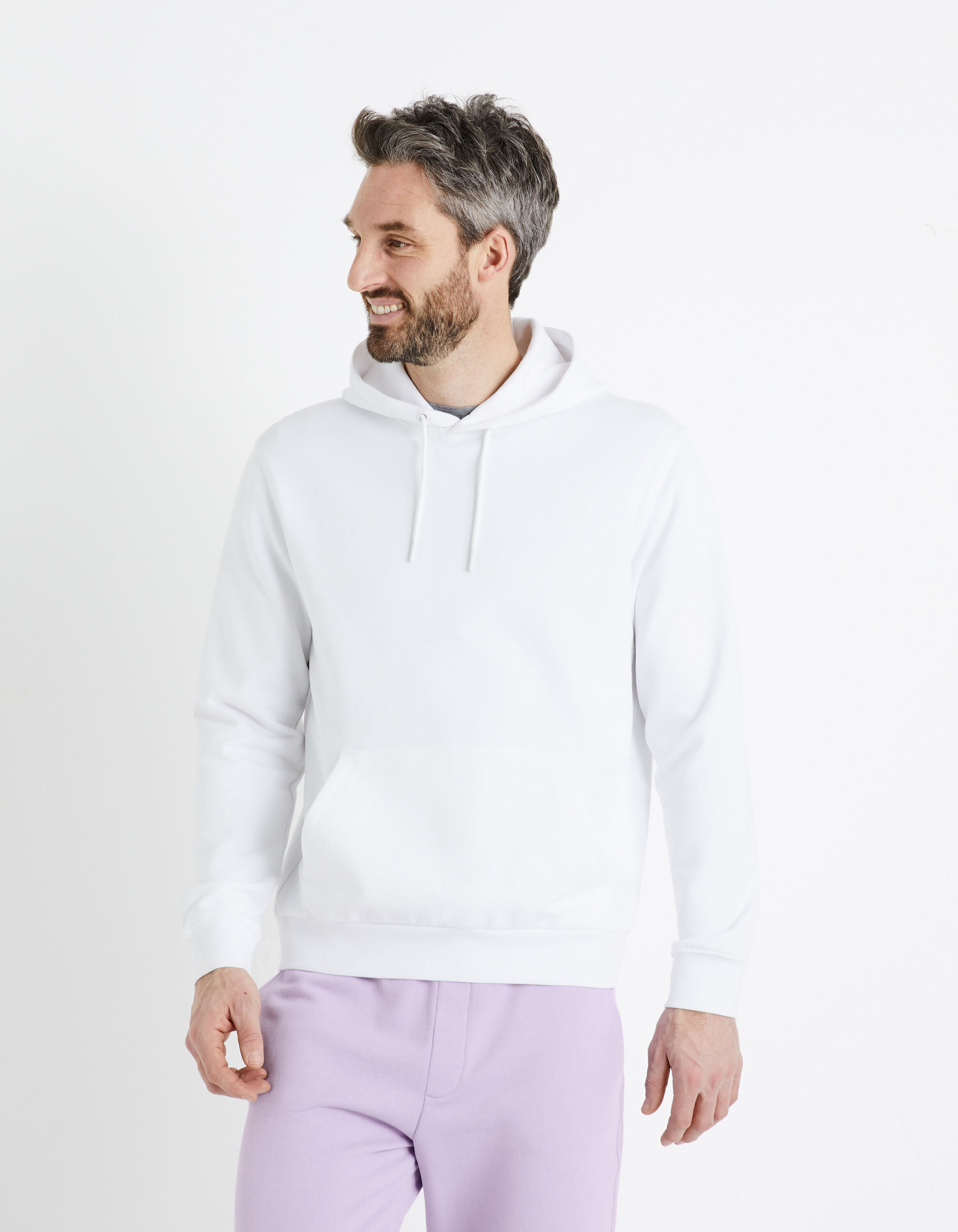 Sweat &agrave; capuche 100% coton - blanc