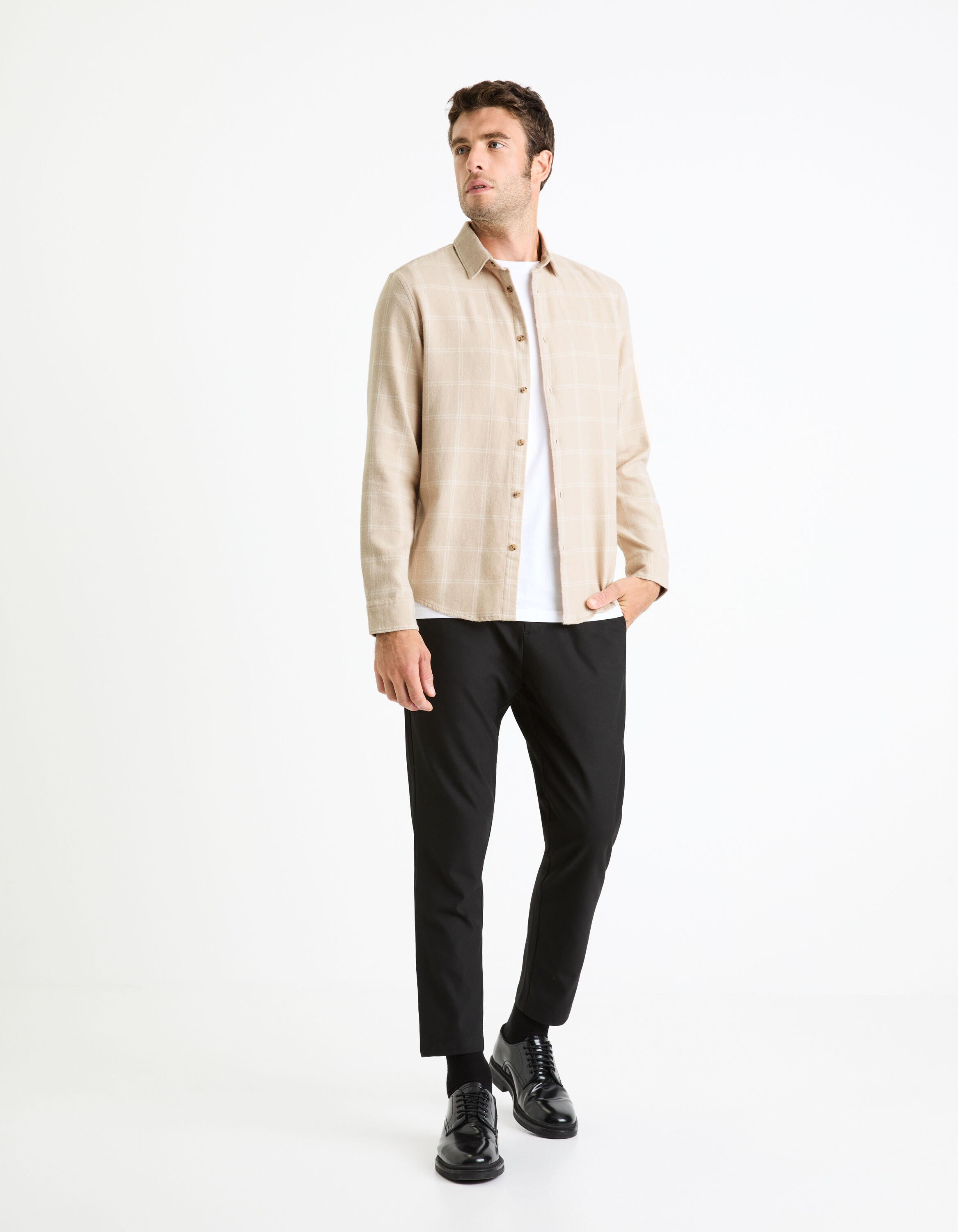 Chemise regular 100% coton - beige