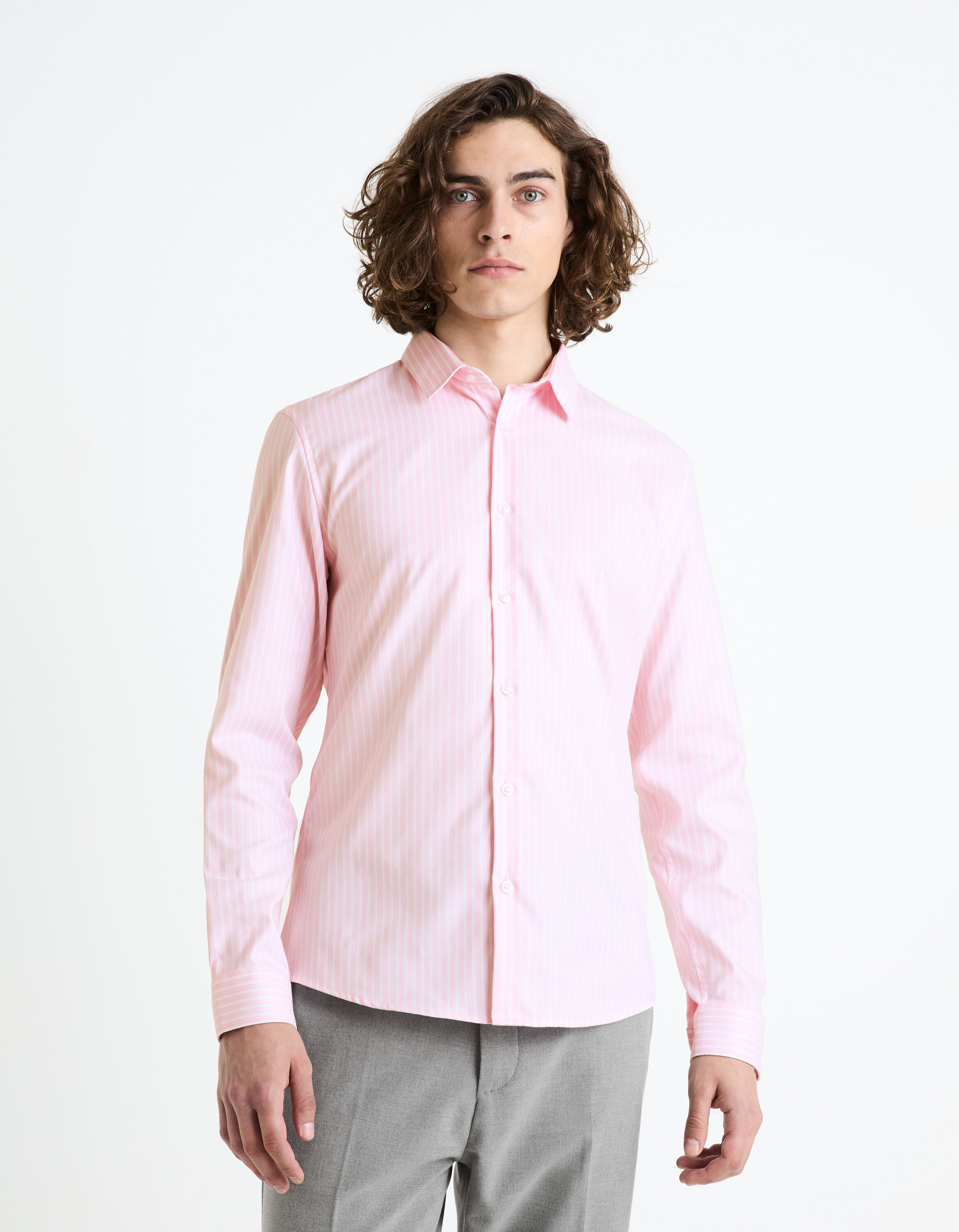 Chemise slim 100% coton - rose